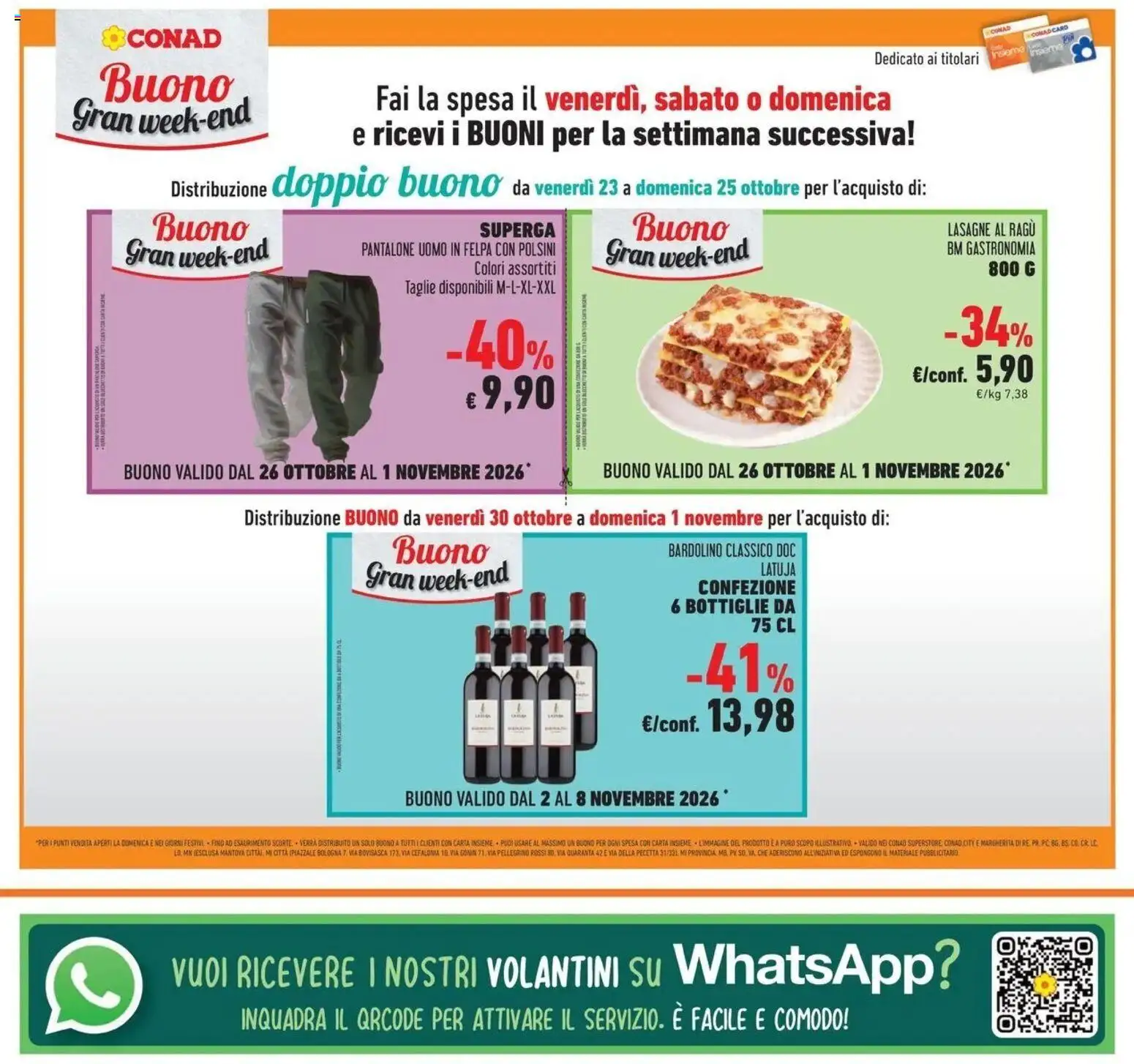 Anteprima dell'opuscolo Conad volantino Gonzaga dal negozio Conad valido da 21/10/2026 - Lasagne, Lasagna, Ragú, Felpa
