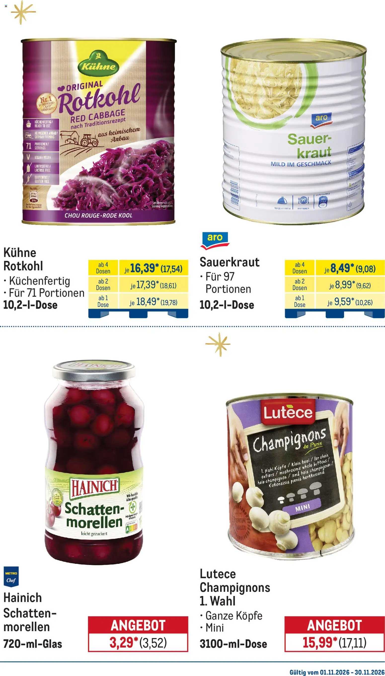 Vorschau von dem Prospekt des Geschäftes Metro, gültig ab dem 01.11.2026 - Rotkohl, Champignons, Kraut