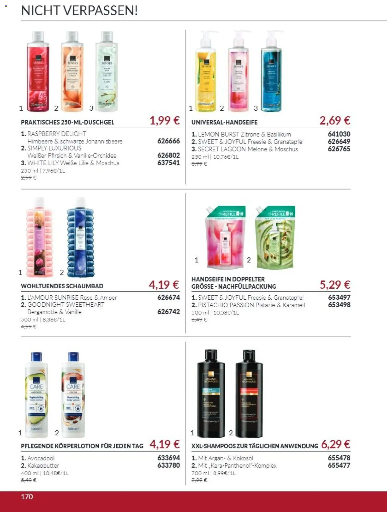 Vorschau von dem Prospekt des Geschäftes Avon, gültig ab dem 01.10.2026 - Granatapfel, Himbeere, Pfirsich, Zitrone, Melone, Vanille, Kakaobutter, Körperlotion