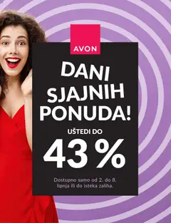 Pregled letka Avon Dani sjajnih ponuda! trgovine Avon vrijedi od 02.06.2026
