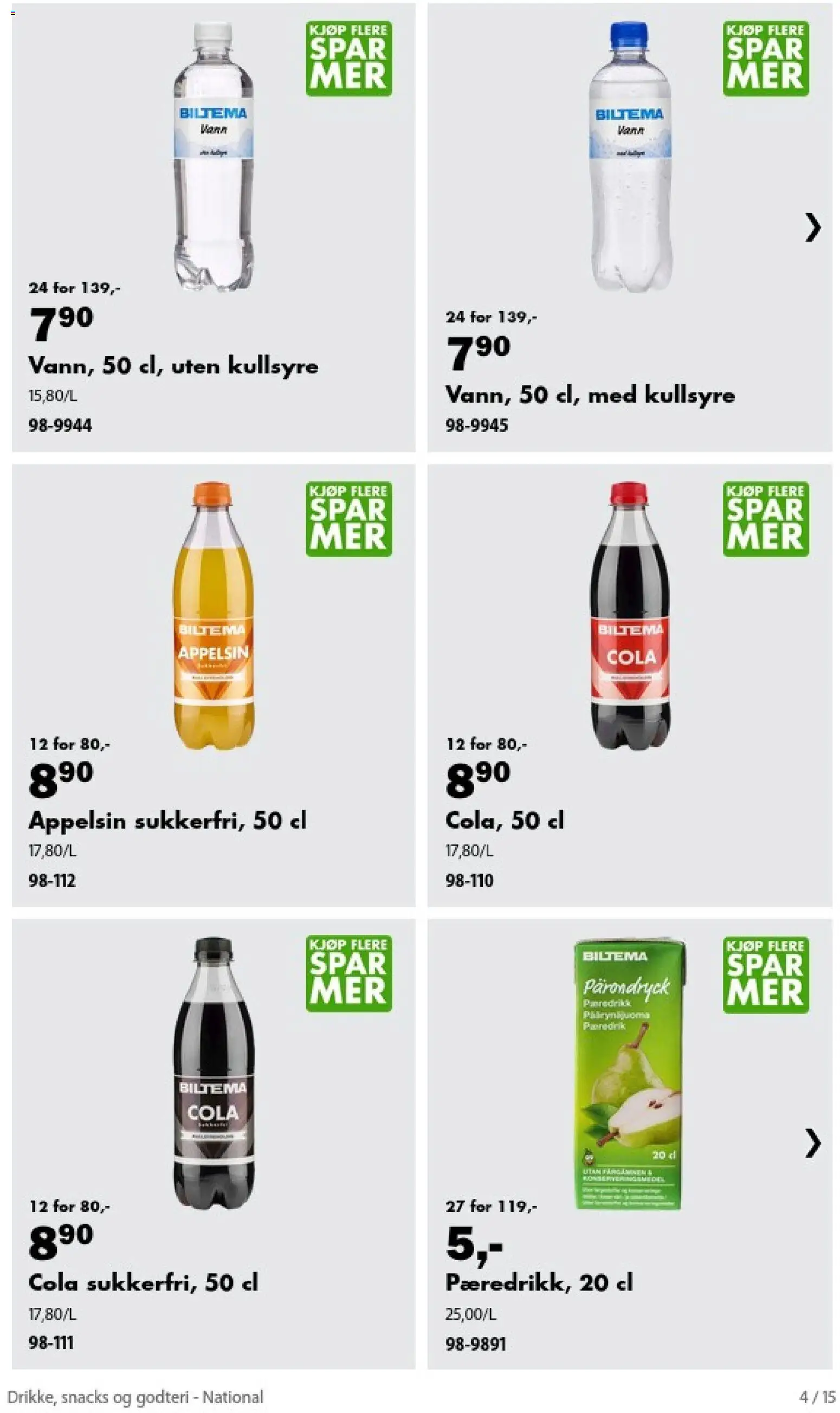 Forhåndsvis Biltema kundeavis Drikke, snacks og godteri - National fra butikk Biltema gyldig fra 04/09/2026