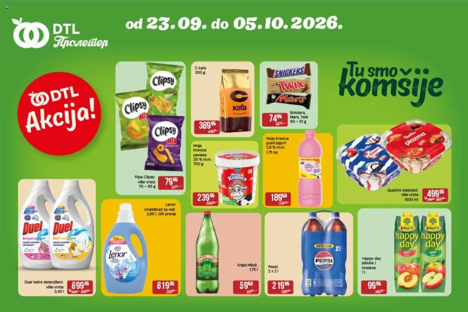 Pregled Metalac Proleter kataloga - važi od 23.09.2026 - Sladoled, Kafa, Lenor, Twix, Moja kravica, Jogurt, Deterdžent, Plazma
