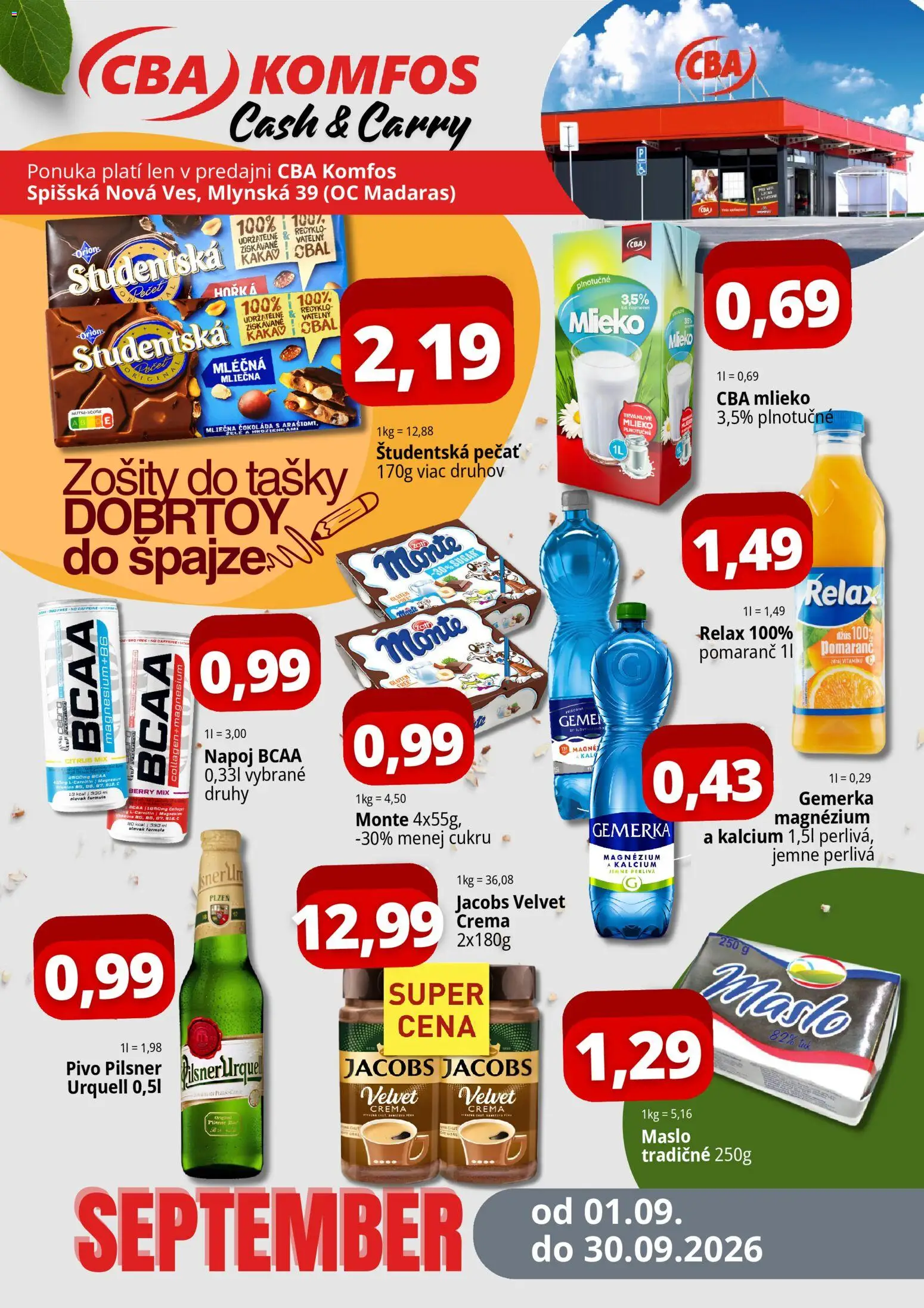 Náhľad CBA Komfos letáku platného od 01.09.2026