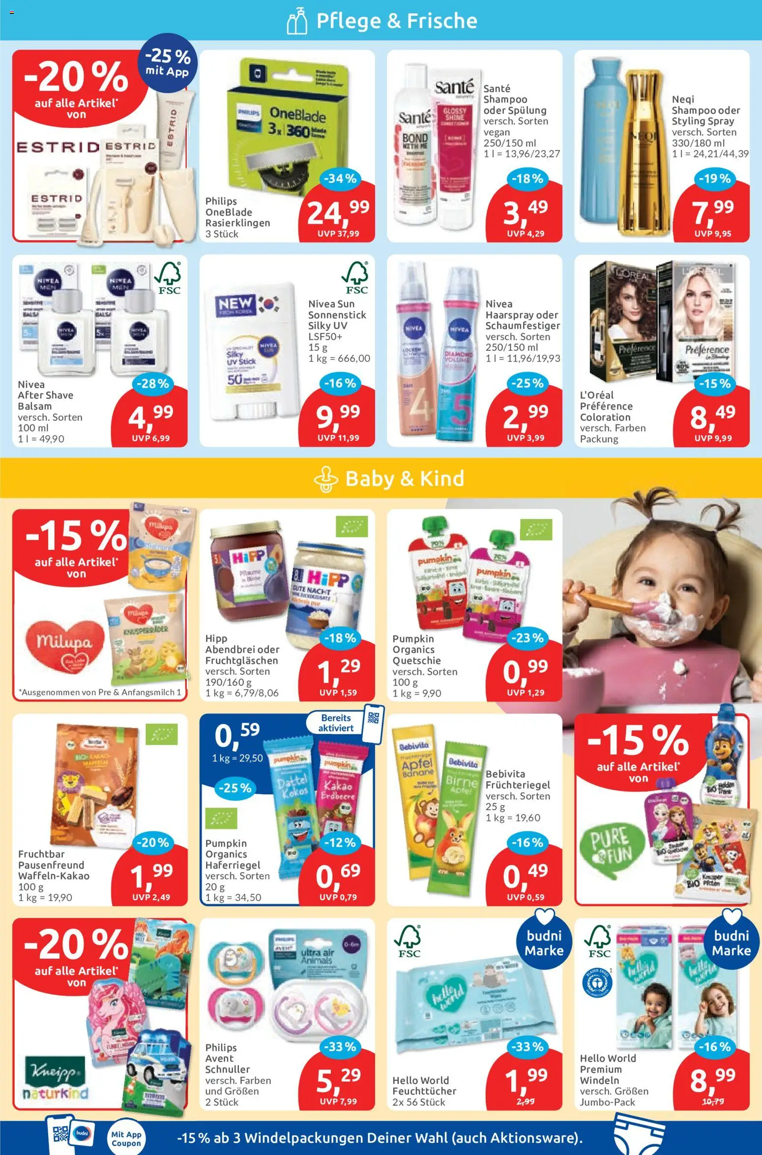 Vorschau von dem Prospekt des Geschäftes Budni, gültig ab dem 14.09.2026 - Philips, Äpfel, Shampoo, Birne, Haarspray, Spülung