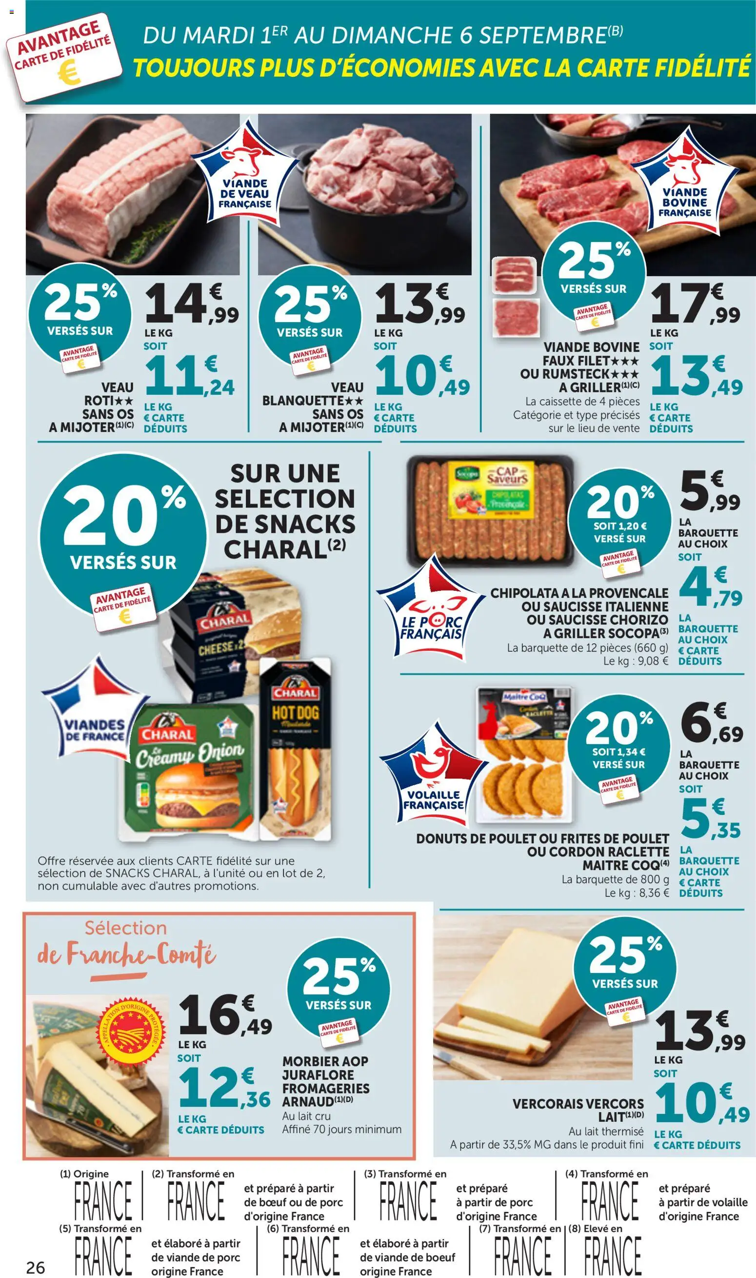 Prévisualisation de bi1 Catalogue la beaute à prix bas du magasin bi1 formulaire valide 01/09/2026 - Raclette, Poulet, Hot dog, Chorizo, Frites, Viande, Rumsteck, Veau roti