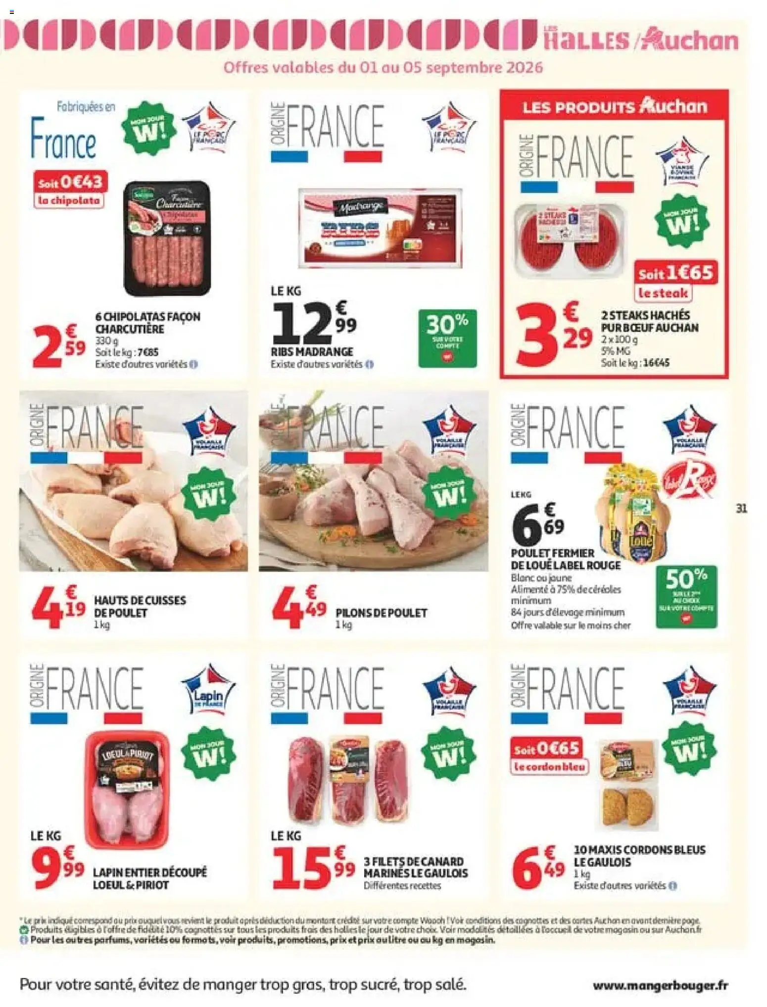 Prévisualisation de Auchan Tops rentrée supers du magasin Auchan formulaire valide 01/09/2026 - Lapin, Poulet, Canard, Ribs, Cordon bleu, Céréales, Chipolatas, Pilons