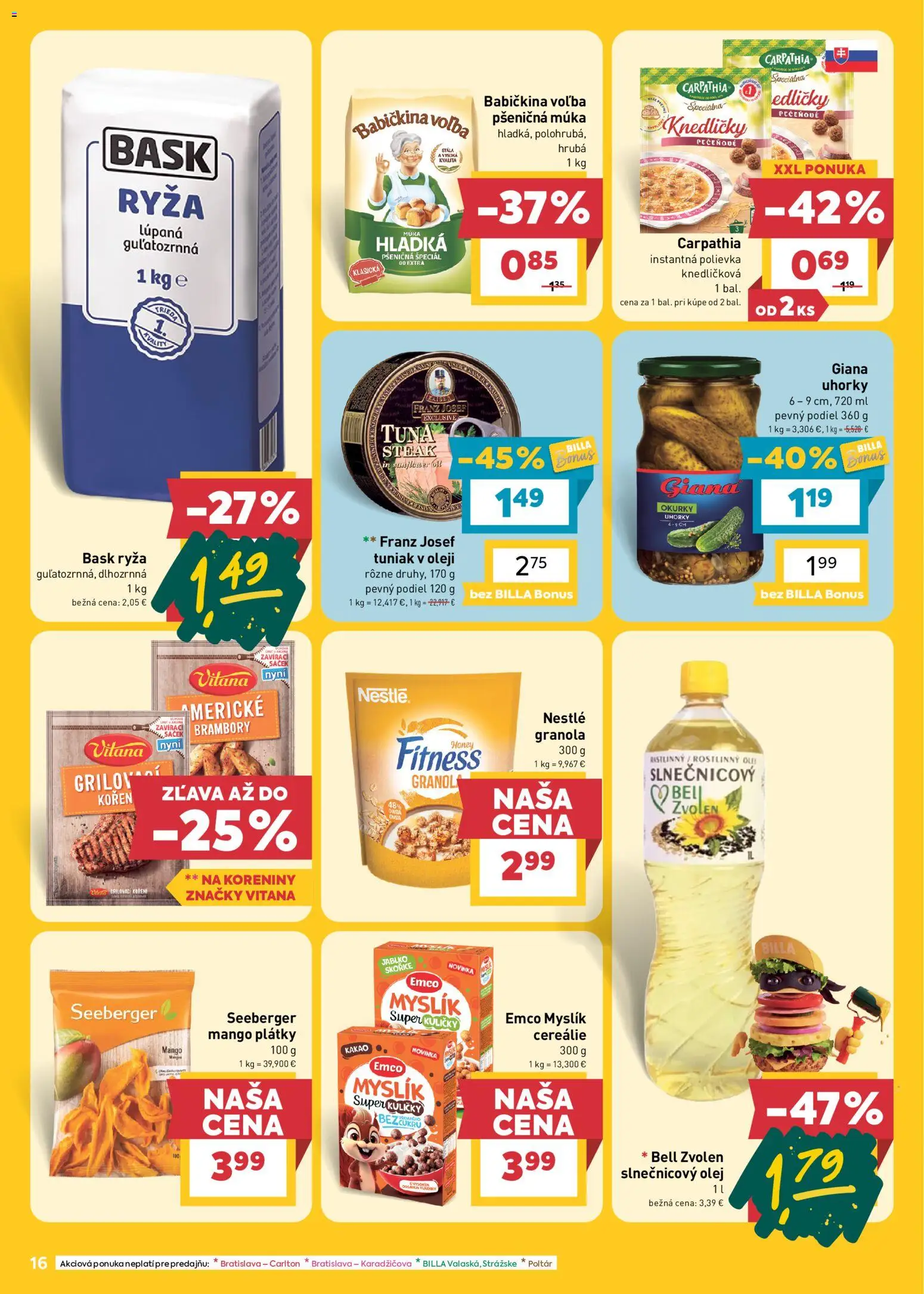 Náhľad Billa letáku platného od 28.10.2026 - Steak, Olej, Tuniak, Ryža, Kakao, Múka, Slnečnicový olej, Pšeničná múka