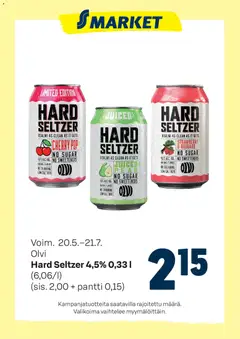 Kaupan S-market S-market tarjoukset Hard Seltzer esikatselu, voimassa 20/05/2026