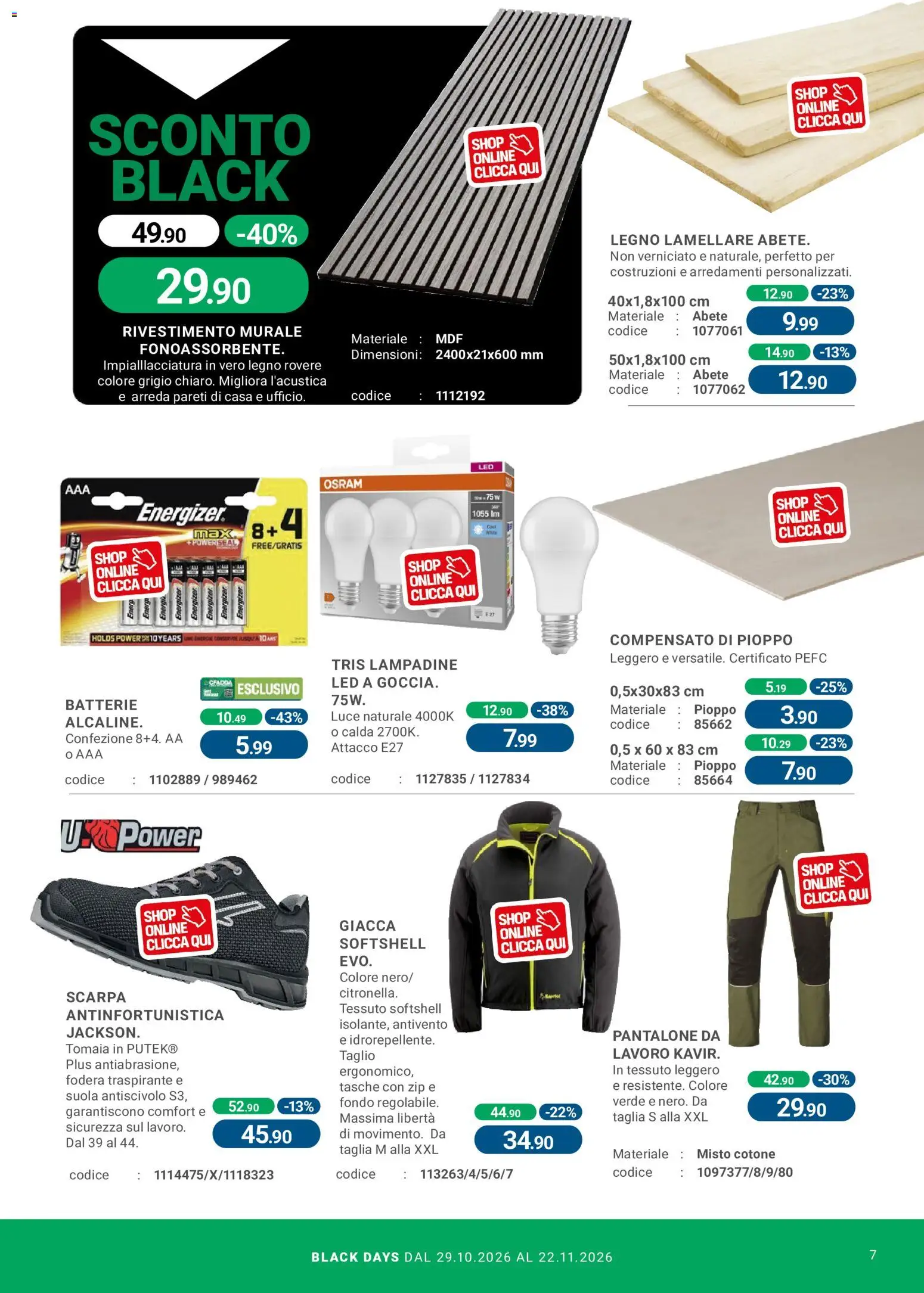 Anteprima dell'opuscolo CFadda Black Friday dal negozio CFadda valido da 29/10/2026 - Lampadine, Giacca, Taglio, Batterie, Tasche