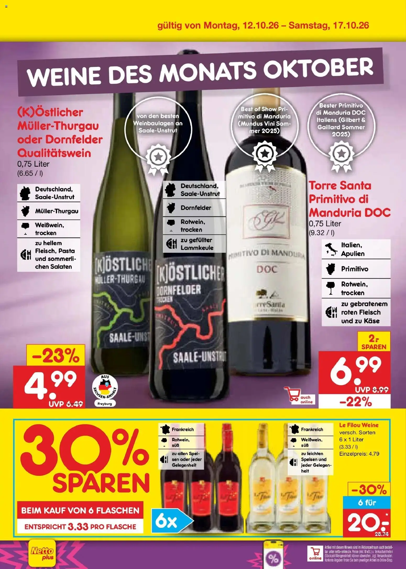 Vorschau von dem Prospekt des Geschäftes Netto Marken-Discount, gültig ab dem 12.10.2026 - Käse, Pasta, Fleisch, Lammkeule, Le filou