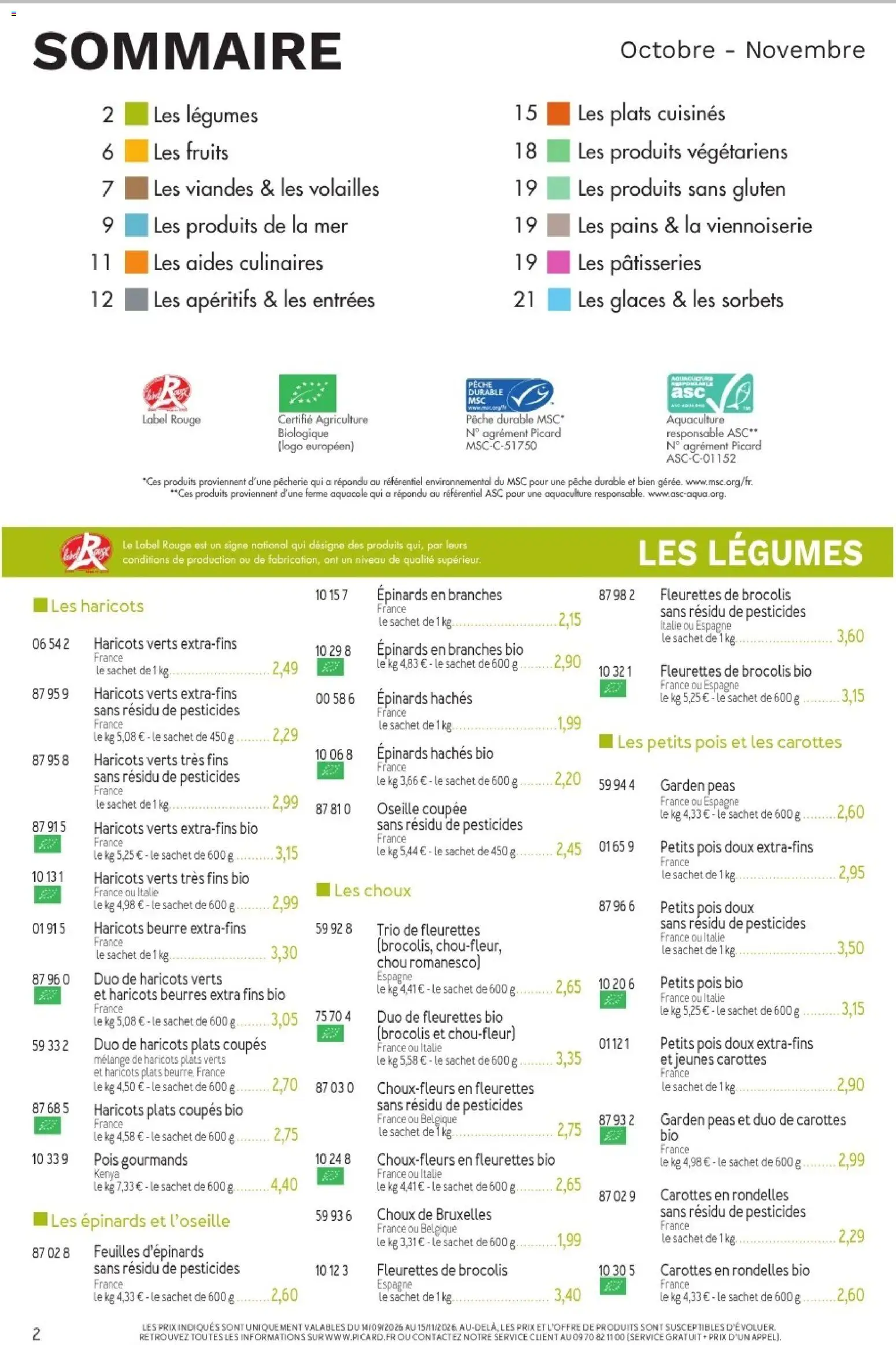 Prévisualisation de Picard - Catalogue Trimestriel du magasin Picard formulaire valide 14/09/2026 - Pêche, Glaces, Épinards, Pois, Brocolis, Haricots, Petits pois bio, Haricots verts