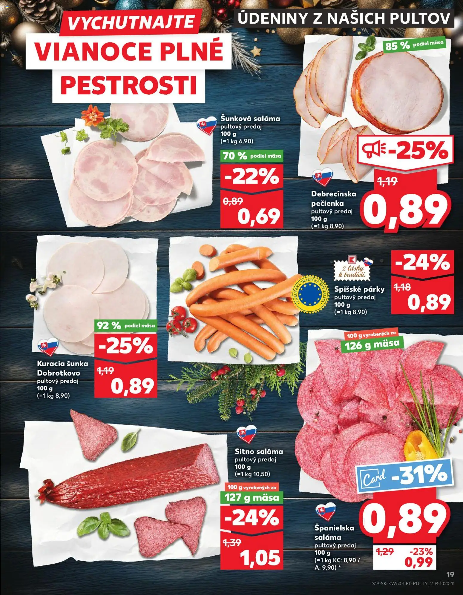 Náhľad Kaufland letáku platného od 11.12.2025 - Šunka, Párky, Saláma, Údeniny