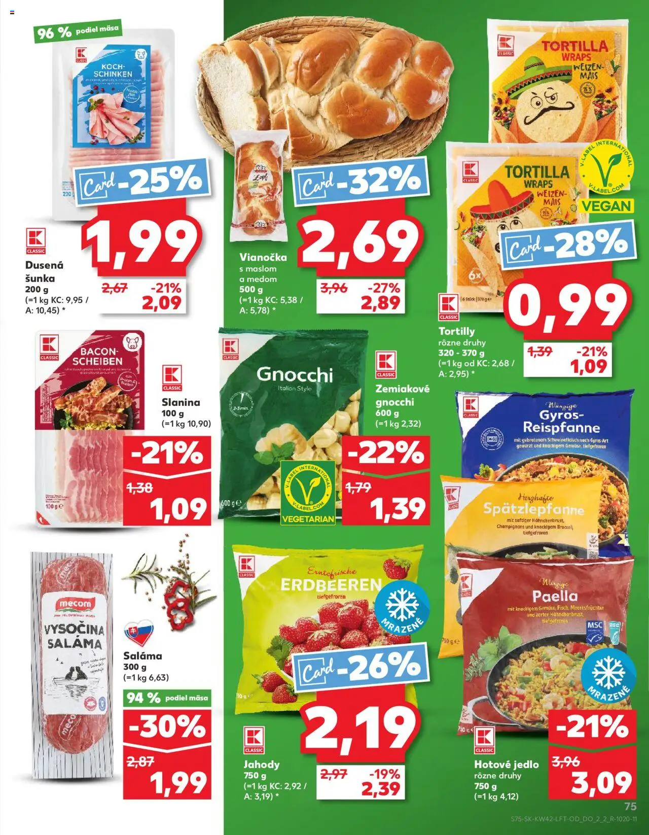 Náhľad Kaufland letáku platného od 16.10.2025 - Gyros, Tortilla, Jahody, Šunka, Slanina, Vianočka, Saláma