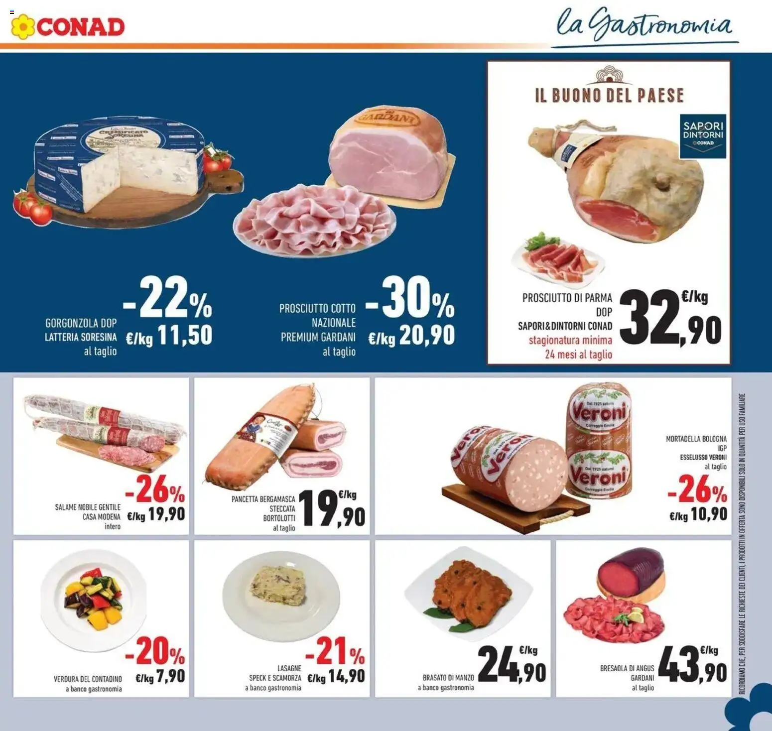 Anteprima dell'opuscolo Conad volantino Brembate di Sopra dal negozio Conad valido da 21/10/2026 - Gorgonzola, Bresaola, Lasagne, Mortadella, Speck, Prosciutto, Manzo, Pancetta