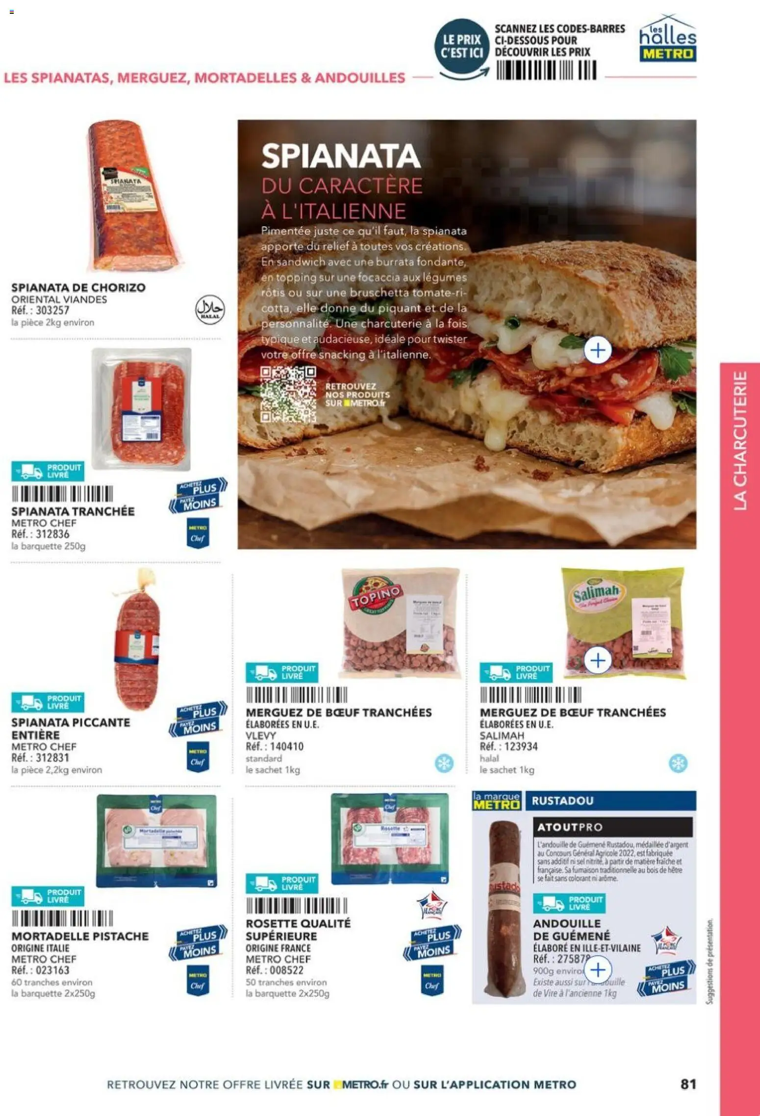 Prévisualisation de METRO - Restauration rapide du magasin METRO formulaire valide 14/04/2026 - Sandwich, Burrata, Bruschetta, Focaccia, Chorizo, Mortadelle, Sel, Rosette