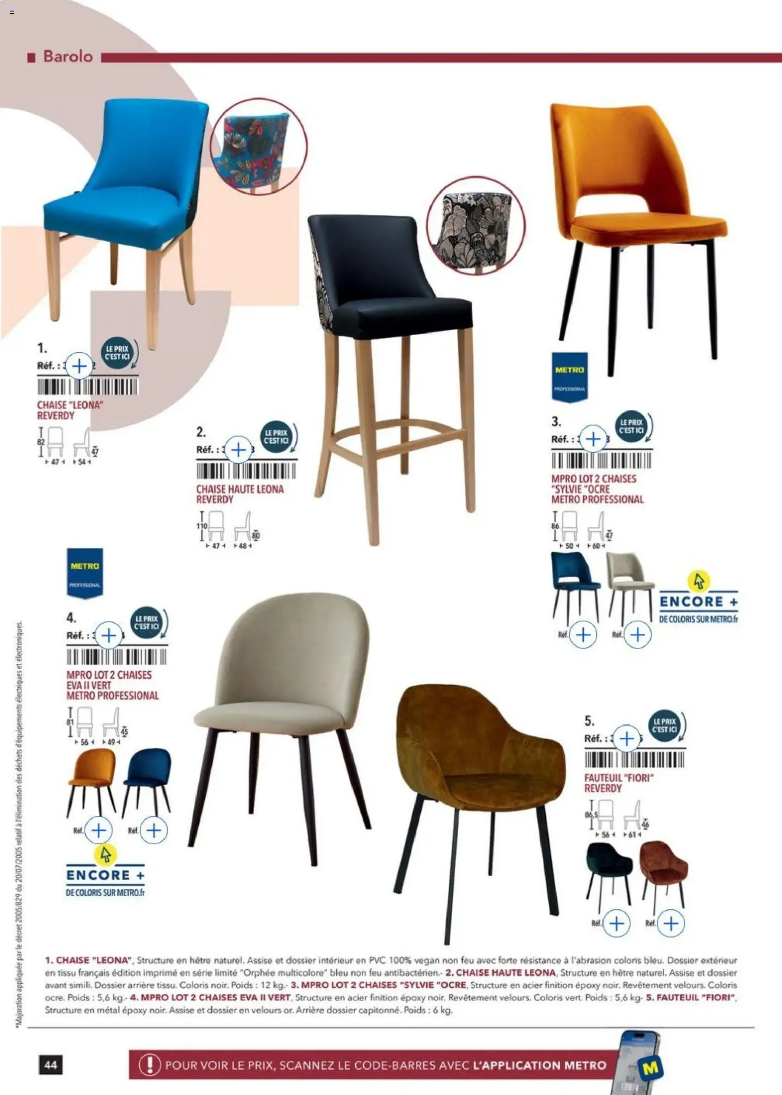 Prévisualisation de Terrasse&salle Collection 2026 du magasin METRO formulaire valide 09/01/2026 - Fauteuil, Chaises, Chaise, Chaise haute, Poids