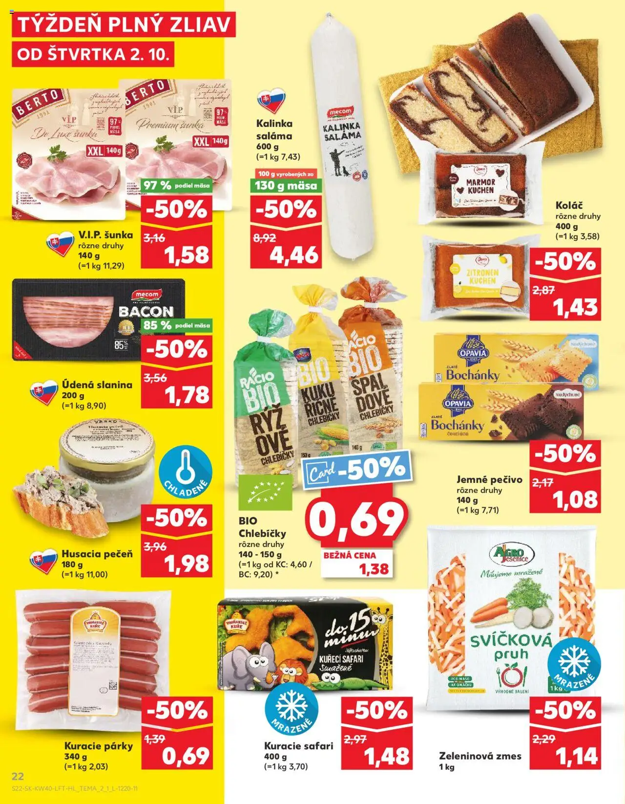 Náhľad Kaufland letáku platného od 02.10.2025 - Mäso, Koláč, Pečeň, Šunka, Slanina, Párky, Saláma