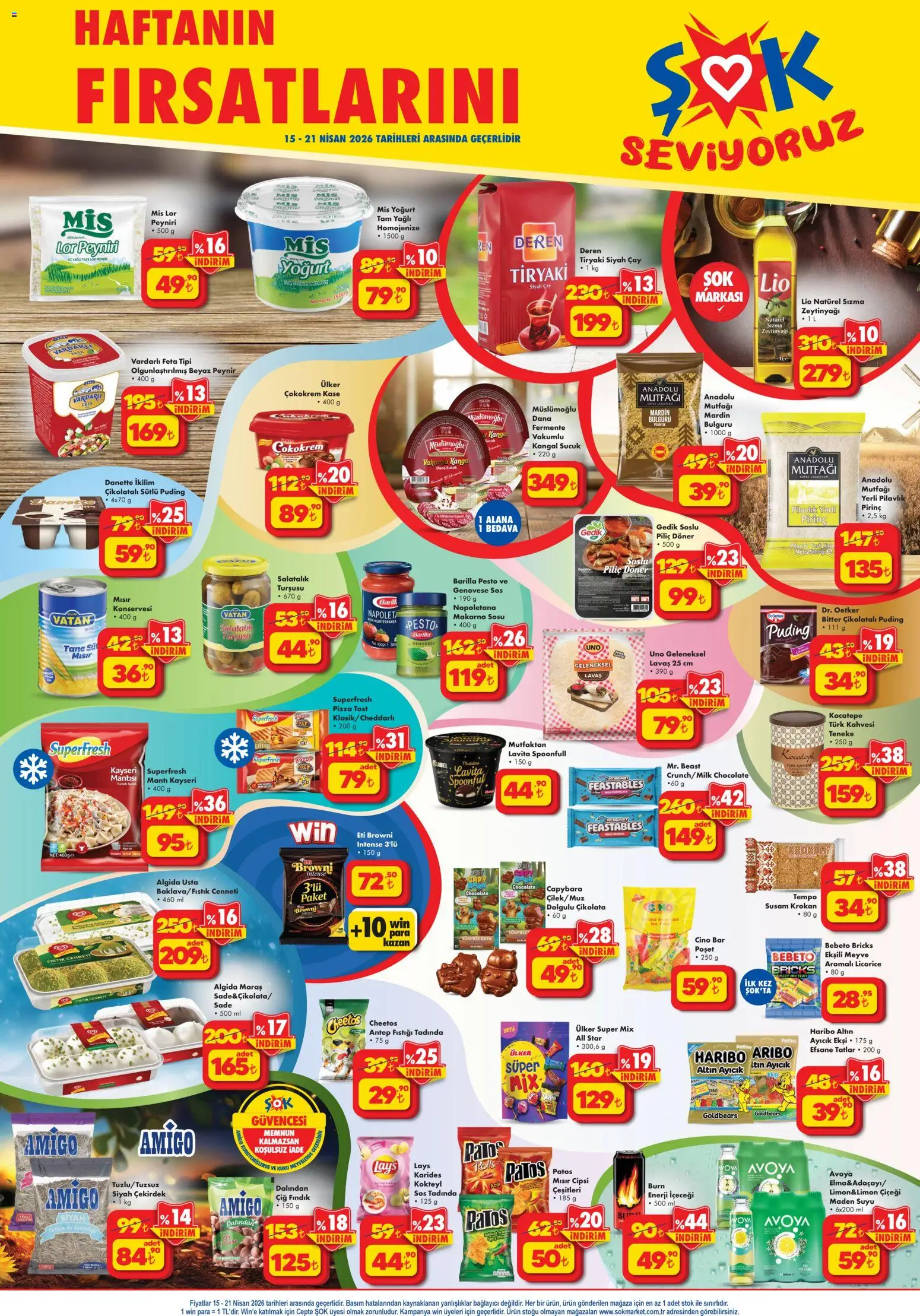 Şok Market Şok Market Katalog 15.04.2026 - Broşürünün önizlemesi - Peynir, Sucuk, Yoğurt, Makarna sosu, Maden suyu, Pirinç, Salatalık, Pesto