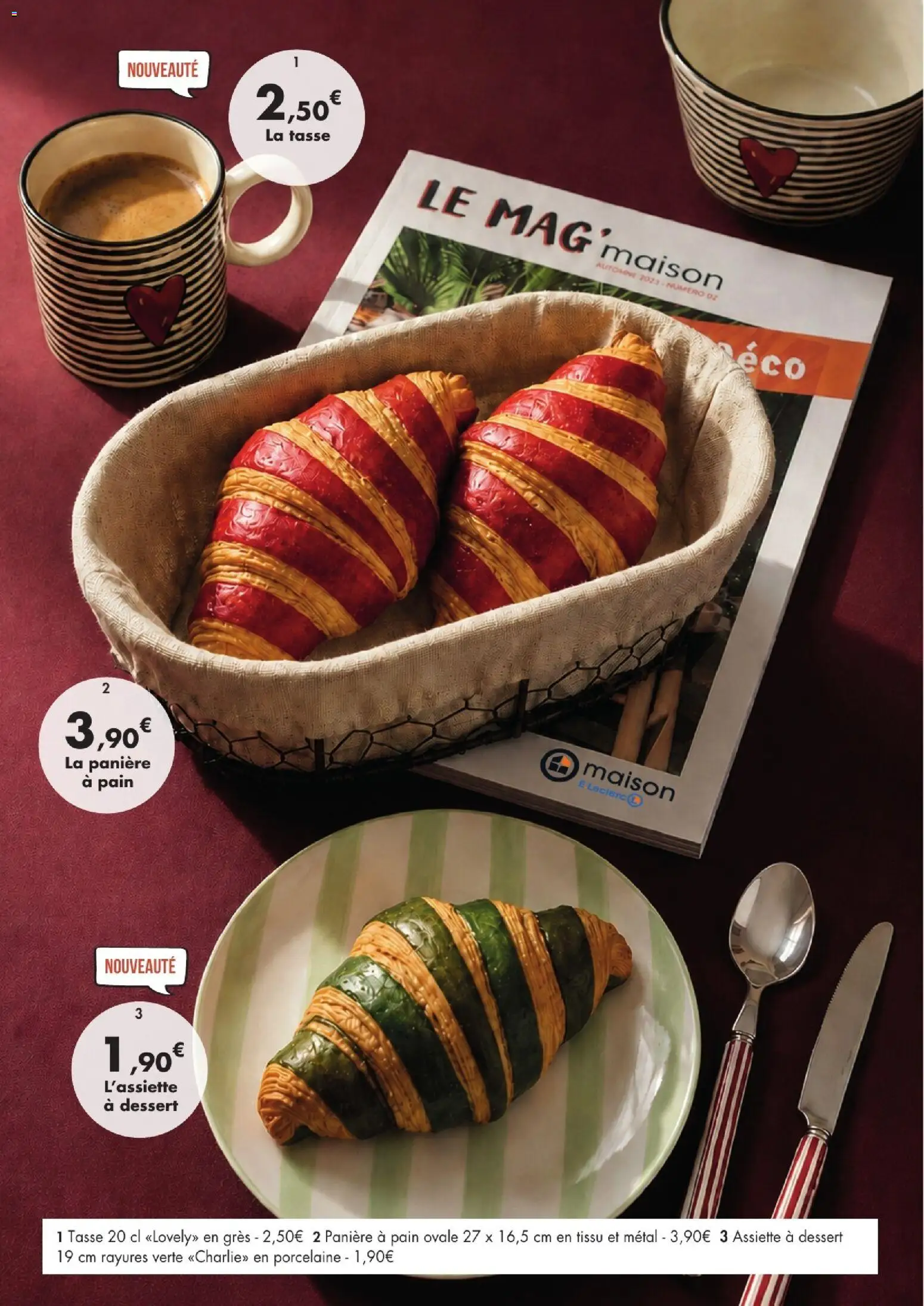 Prévisualisation de E.Leclerc La table d'automne 2026 du magasin E.Leclerc formulaire valide 01/09/2026 - Dessert, Pain, Assiette, Porcelaine