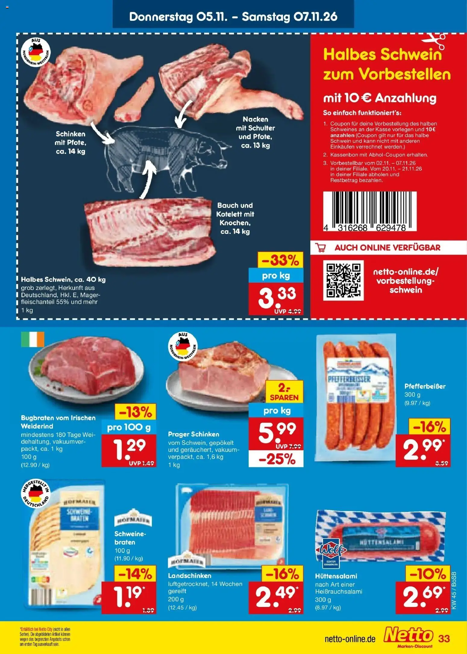 Vorschau von dem Prospekt des Geschäftes Netto Marken-Discount, gültig ab dem 02.11.2026 - Schinken, Schulter
