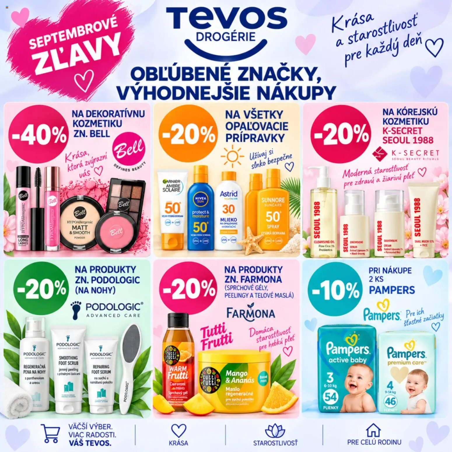 Náhľad TEVOS drogérie letáku platného od 15.10.2026 - Mango, Maslo, Mlieko, Pampers, Plienky, Peeling, Ananás, Sprchový gél