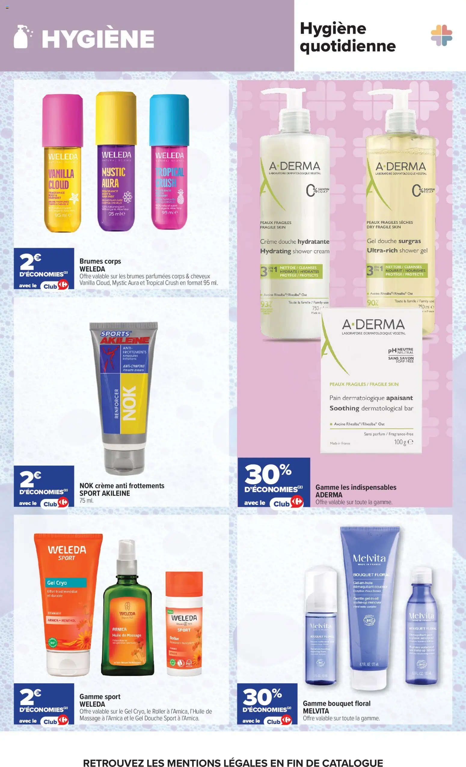 Prévisualisation de Carrefour Parapharmacie, beauté, santé, bein-être du magasin Carrefour formulaire valide 25/08/2026 - Aloe vera, Pain, Body, Gel douche, Ampoules, Crème, Huile, Hygiène