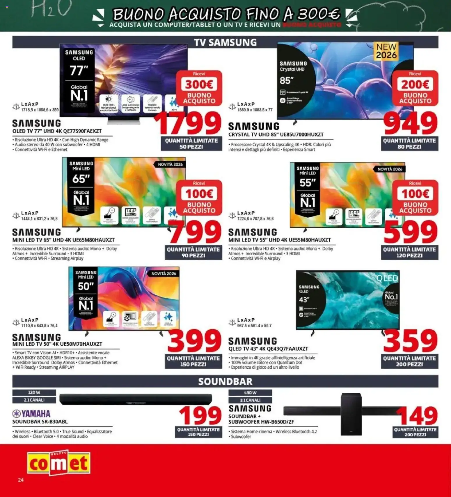 Anteprima dell'opuscolo Comet volantino Back to school dal negozio Comet valido da 20/08/2026 - Gioco, Samsung, TV, smart TV, Soundbar, Tv samsung, Audio
