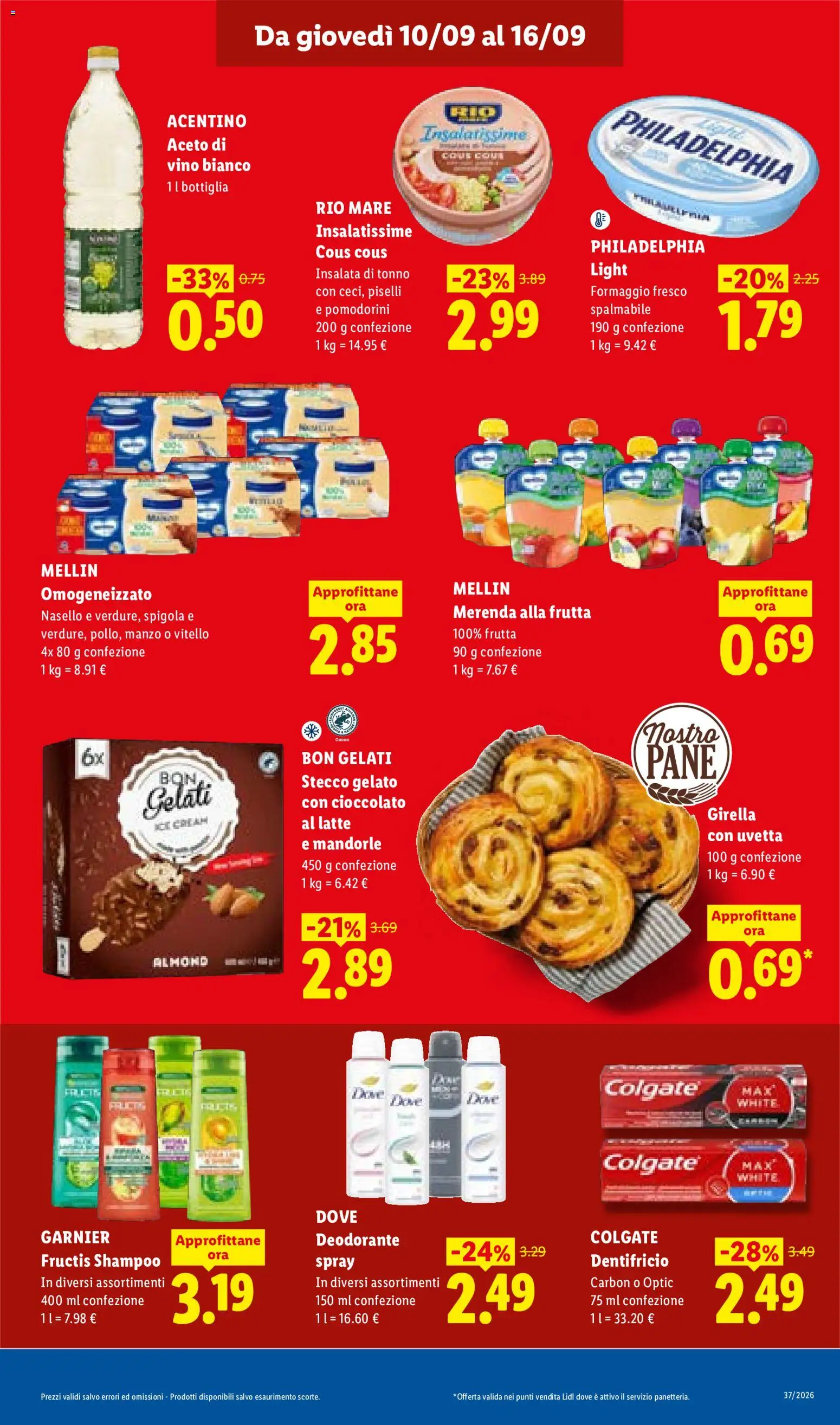 Anteprima dell'opuscolo Lidl volantino dal negozio Lidl valido da 10/09/2026 - Cous cous, Vino, Insalata, Vitello, Bottiglia, Aceto, Insalata di tonno, Formaggio fresco spalmabile