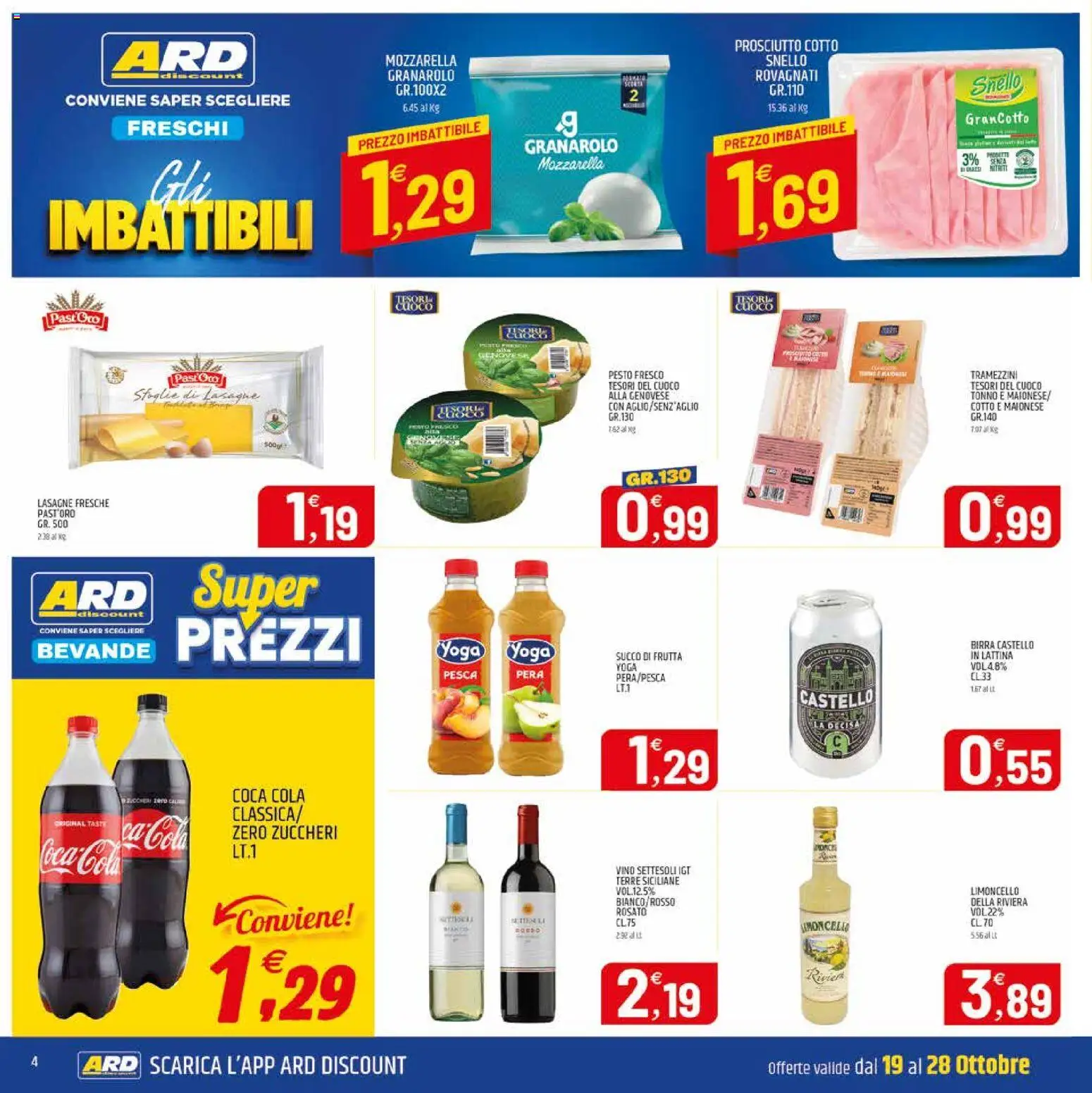 Anteprima dell'opuscolo ARD Discount volantino Sardegna dal negozio ARD Discount valido da 19/10/2026 - Coca Cola, Birra, Lasagne, Frutta, Limoncello, Prosciutto Cotto, Maionese, Bevande