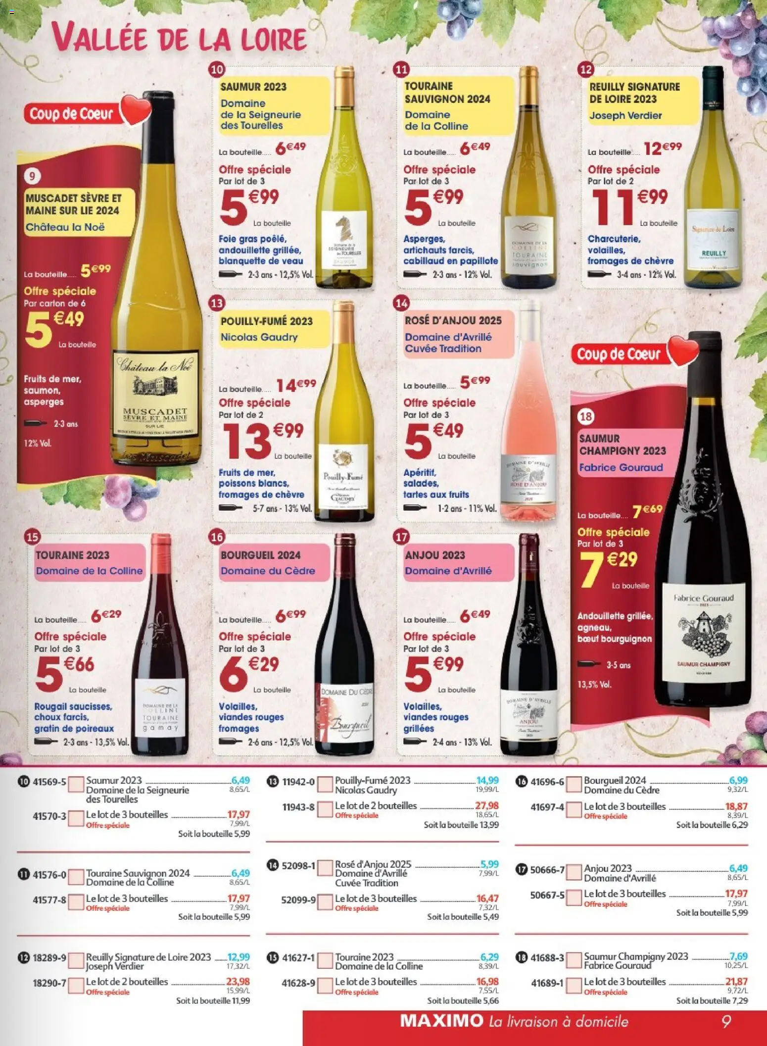 Prévisualisation de Maximo catalogue epicerie du magasin Maximo formulaire valide 24/08/2026 - Blanquette de veau, Poissons, Fruits, Poireaux, Asperges, Bœuf bourguignon, Bouteille, Muscadet sevre et maine