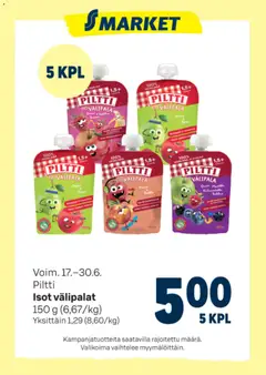 Kaupan S-market S-market tarjoukset piltti esikatselu, voimassa 17/06/2026