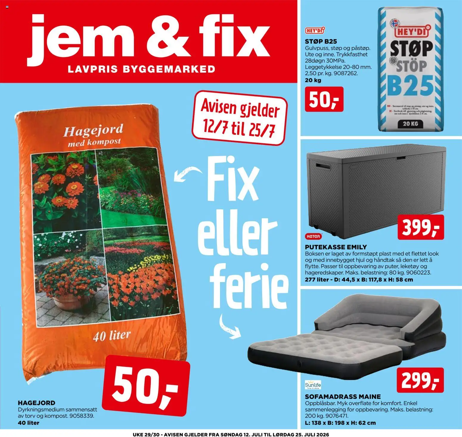 Forhåndsvis Jem & Fix kundeavis fra butikk Jem & Fix gyldig fra 12/07/2026