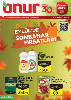 Onur Market Onur Market Katalog 16.09.2026 - Broşürünün önizlemesi
