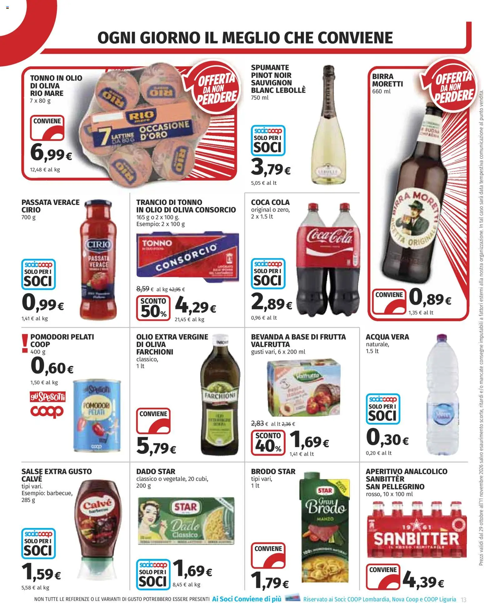 Anteprima dell'opuscolo COOP volantino dal negozio COOP valido da 29/10/2026 - Coca Cola, Birra, Frutta, Olio, Tonno, Pomodori, Brodo, Spumante