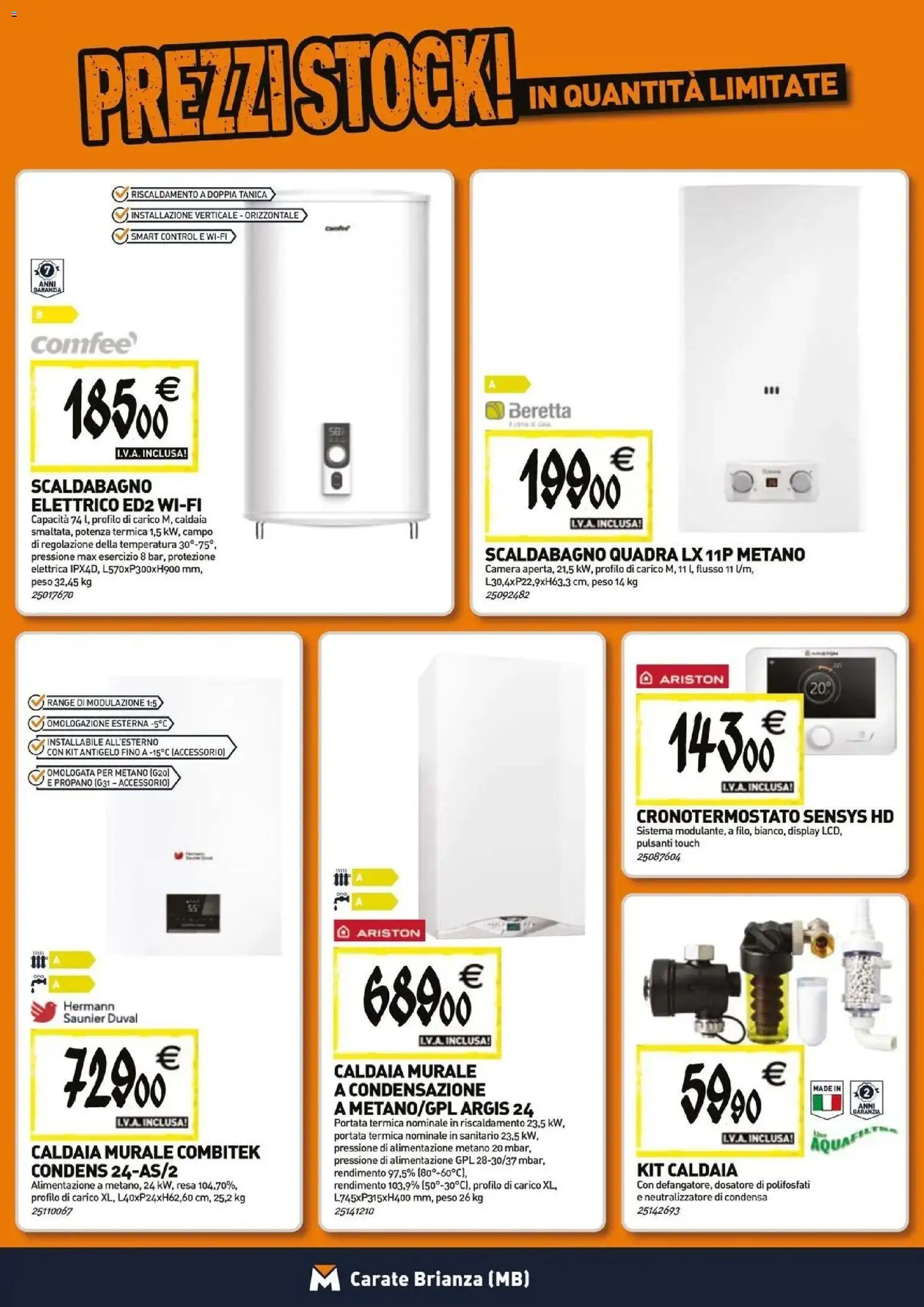Anteprima dell'opuscolo TECNOMAT catalogo Carate Brianza dal negozio TECNOMAT valido da 29/10/2026 - Caldaia, Scaldabagno, Tanica