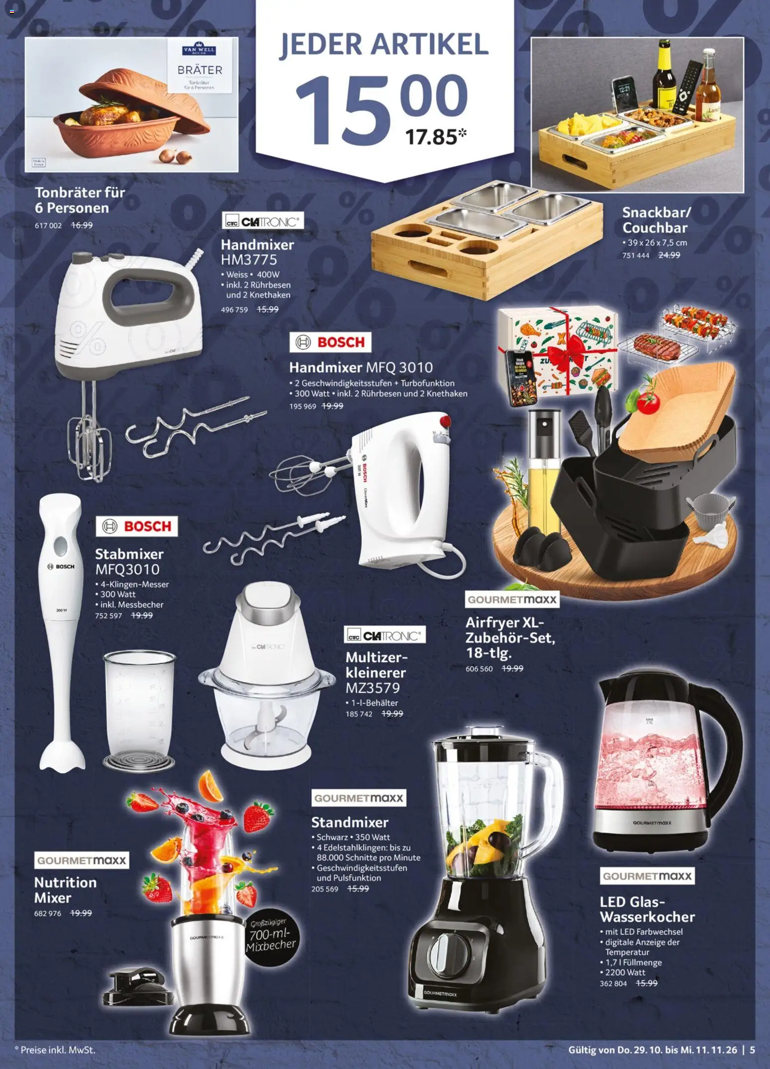 Vorschau von dem Prospekt des Geschäftes Selgros, gültig ab dem 29.10.2026 - Bosch, Wasserkocher, Mixer, Stabmixer, Handmixer, Rührbesen