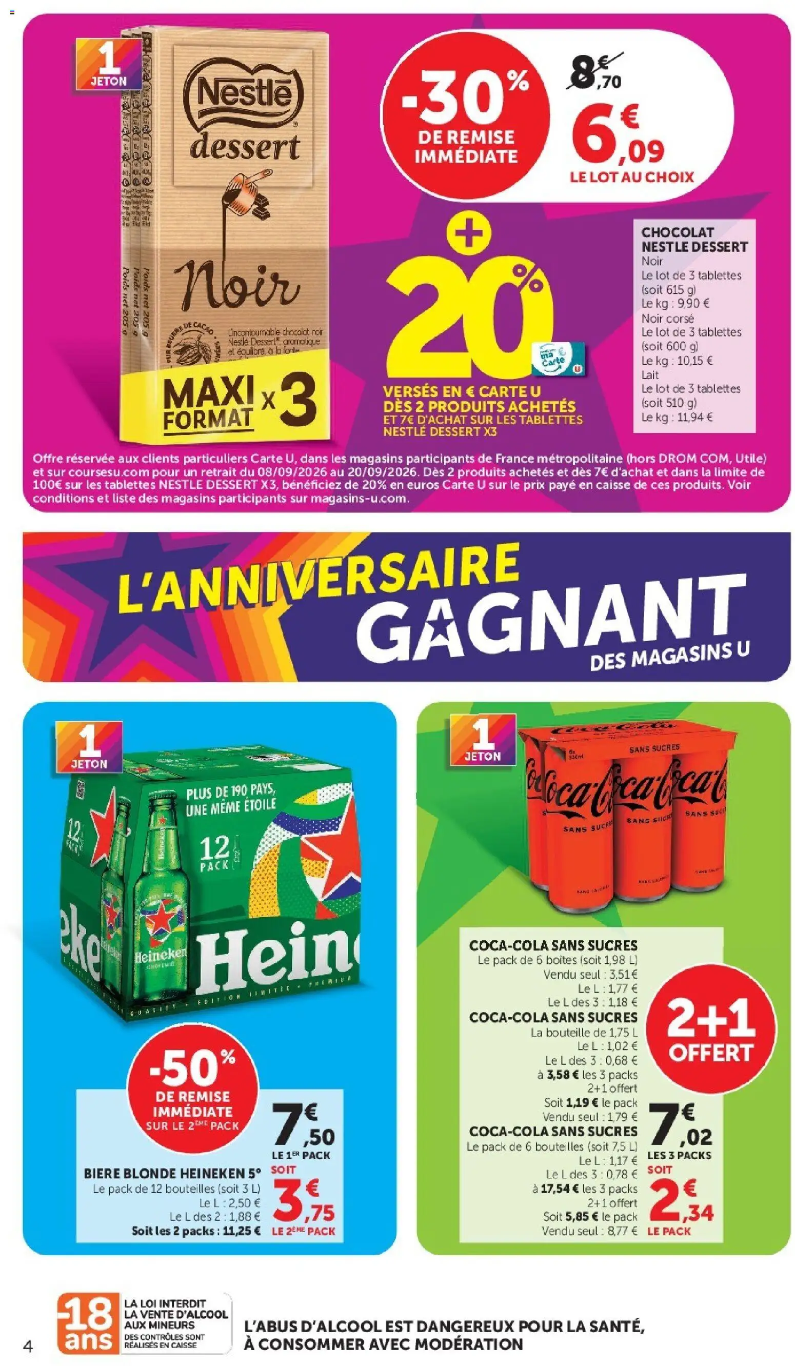 Prévisualisation de Hyper U catalogue du magasin Hyper U formulaire valide 08/09/2026 - Chocolat, Bière, Lait, Sucre, Heineken, Poids, Chocolat noir, Bière blonde