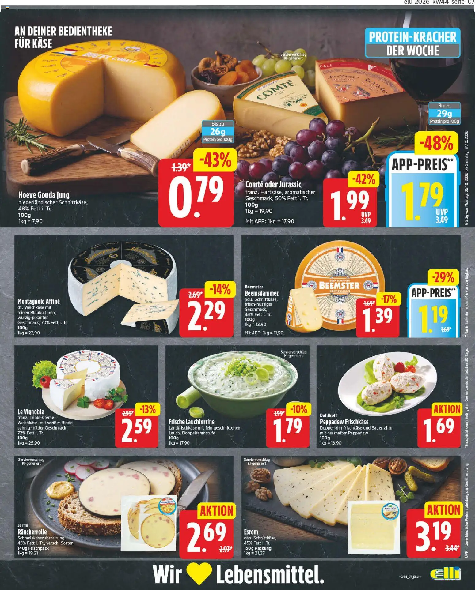 Vorschau von dem Prospekt des Geschäftes Elli Markt, gültig ab dem 26.10.2026 - Käse, Fisch, Salat, Sahne, Gouda, Fritteuse