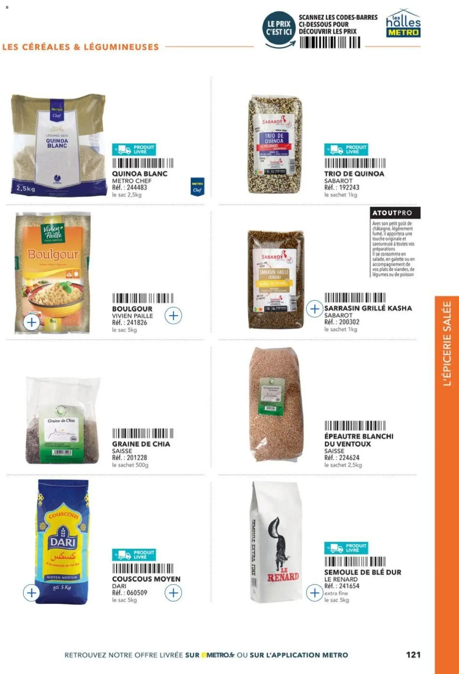 Prévisualisation de METRO - Restauration rapide du magasin METRO formulaire valide 14/04/2026 - Couscous, Graine de chia, Poisson, Livre, Boulgour, Semoule, Céréales, Semoule extra fine
