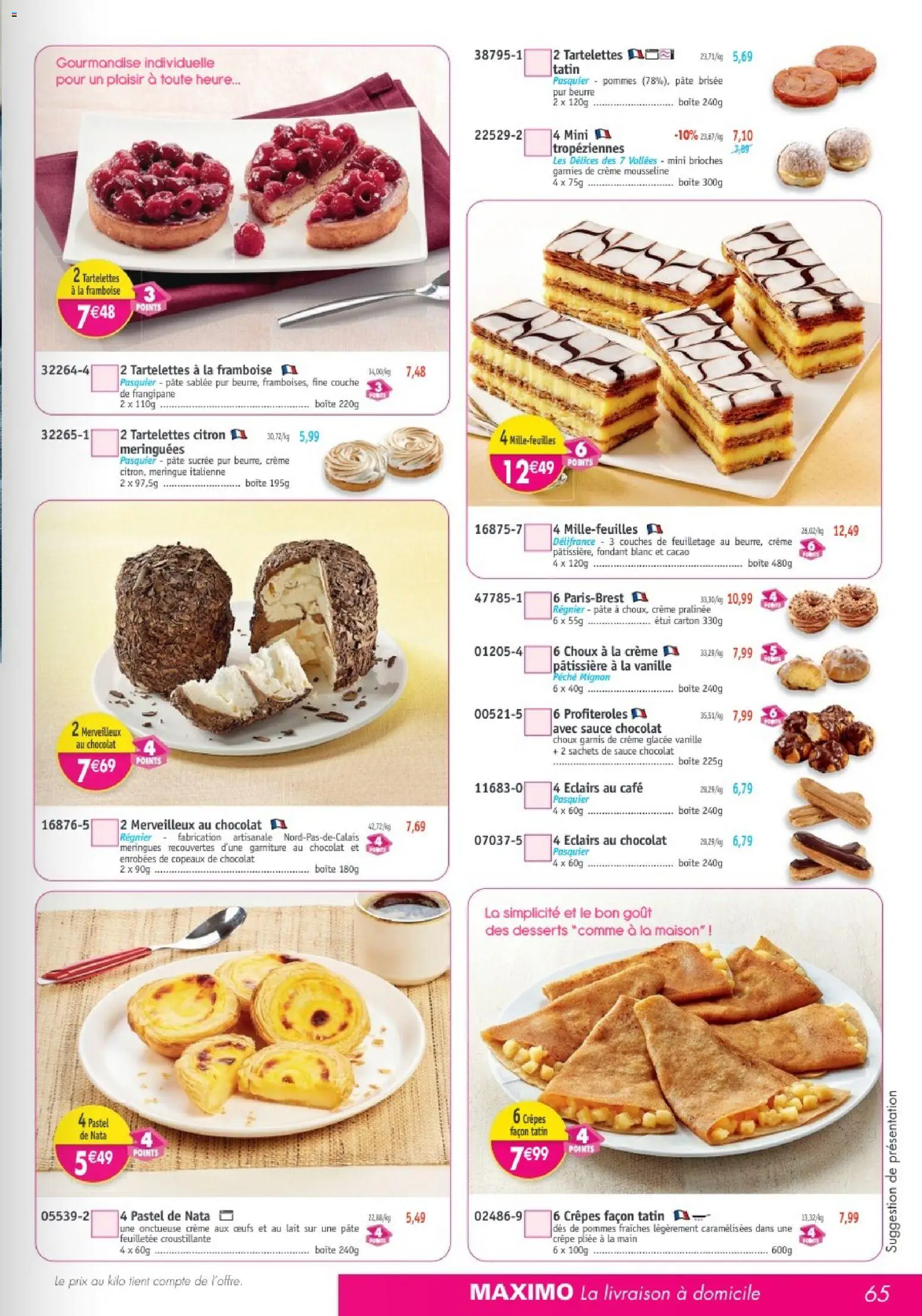 Prévisualisation de Maximo catalogue du magasin Maximo formulaire valide 26/10/2026 - Café, Chocolat, Meringues, Crème aux œufs, Crème, Couches, Pâte brisée, Étui