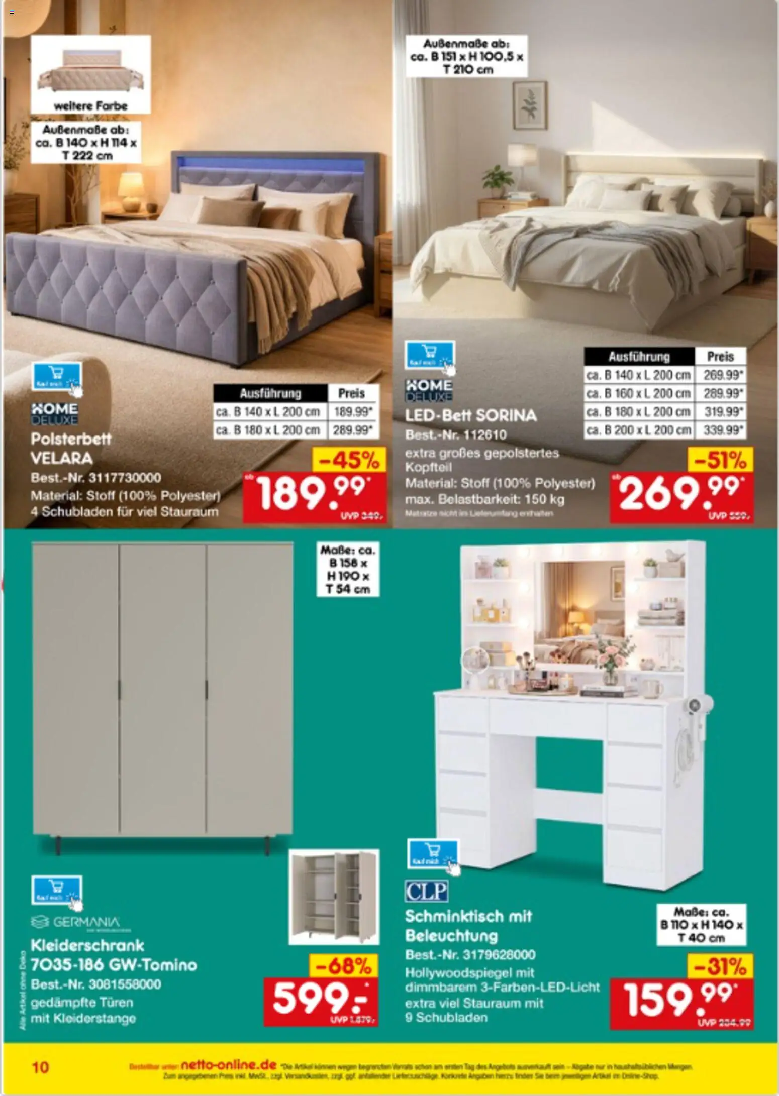 Vorschau von dem Prospekt des Geschäftes Netto Marken-Discount, gültig ab dem 01.11.2026 - Kleiderschrank, Matratze, Schminktisch, Polsterbett