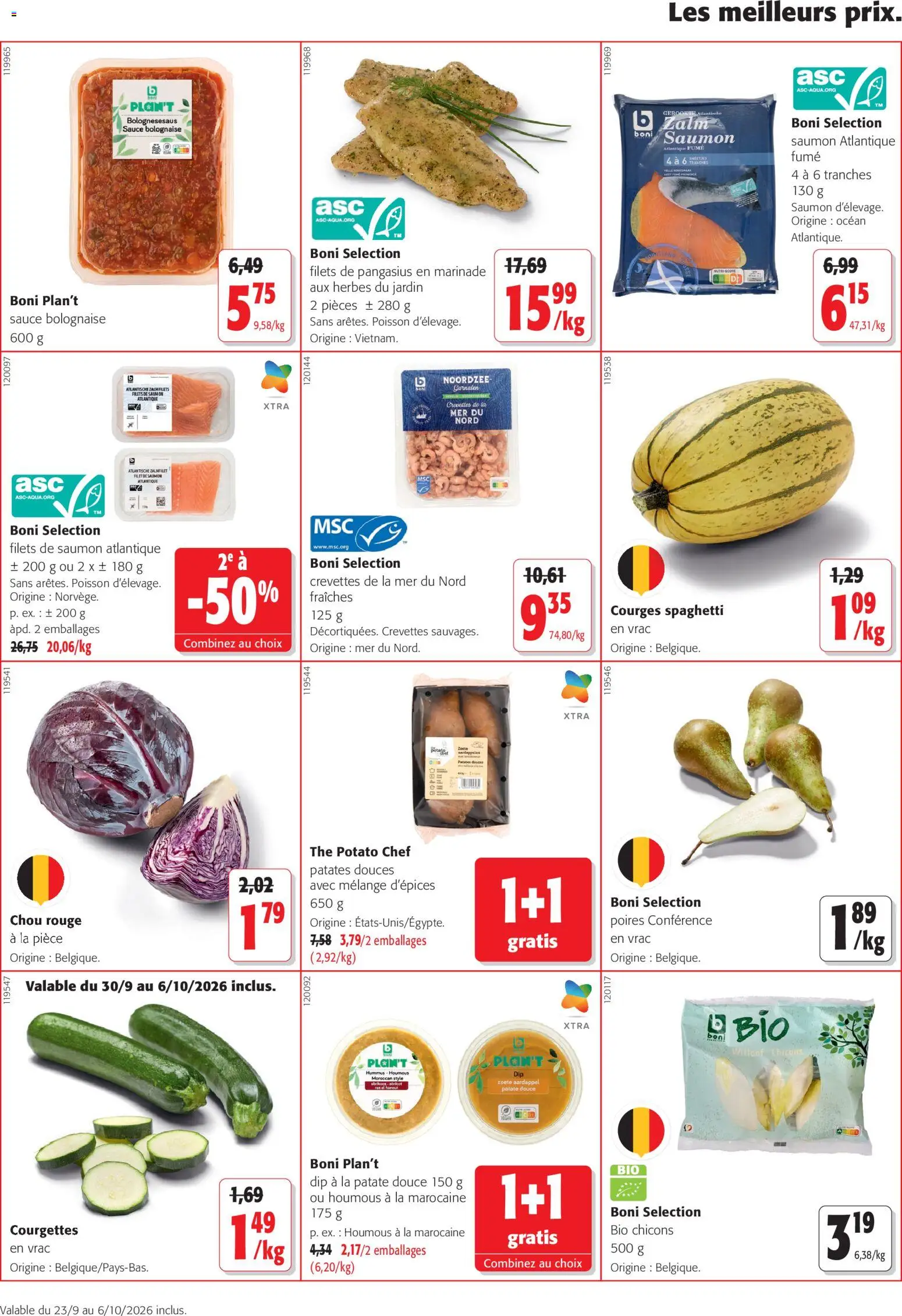 Prévisualisation de Colruyt Toutes les offres du magasin Colruyt formulaire valide 23/09/2026 - Patates douces, Houmous, Saumon, Thé, Poires, Spaghetti, Chou rouge, Filet de saumon
