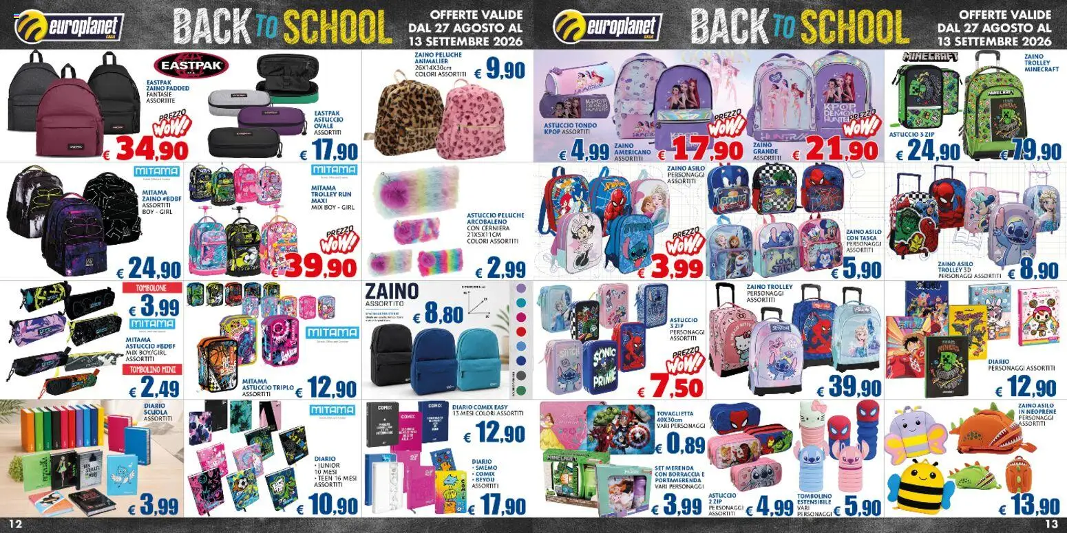 Anteprima dell'opuscolo Europlanet Casa volantino dal negozio Europlanet Casa valido da 27/08/2026 - Zaino, Peluche, Borraccia, Trolley, Astuccio
