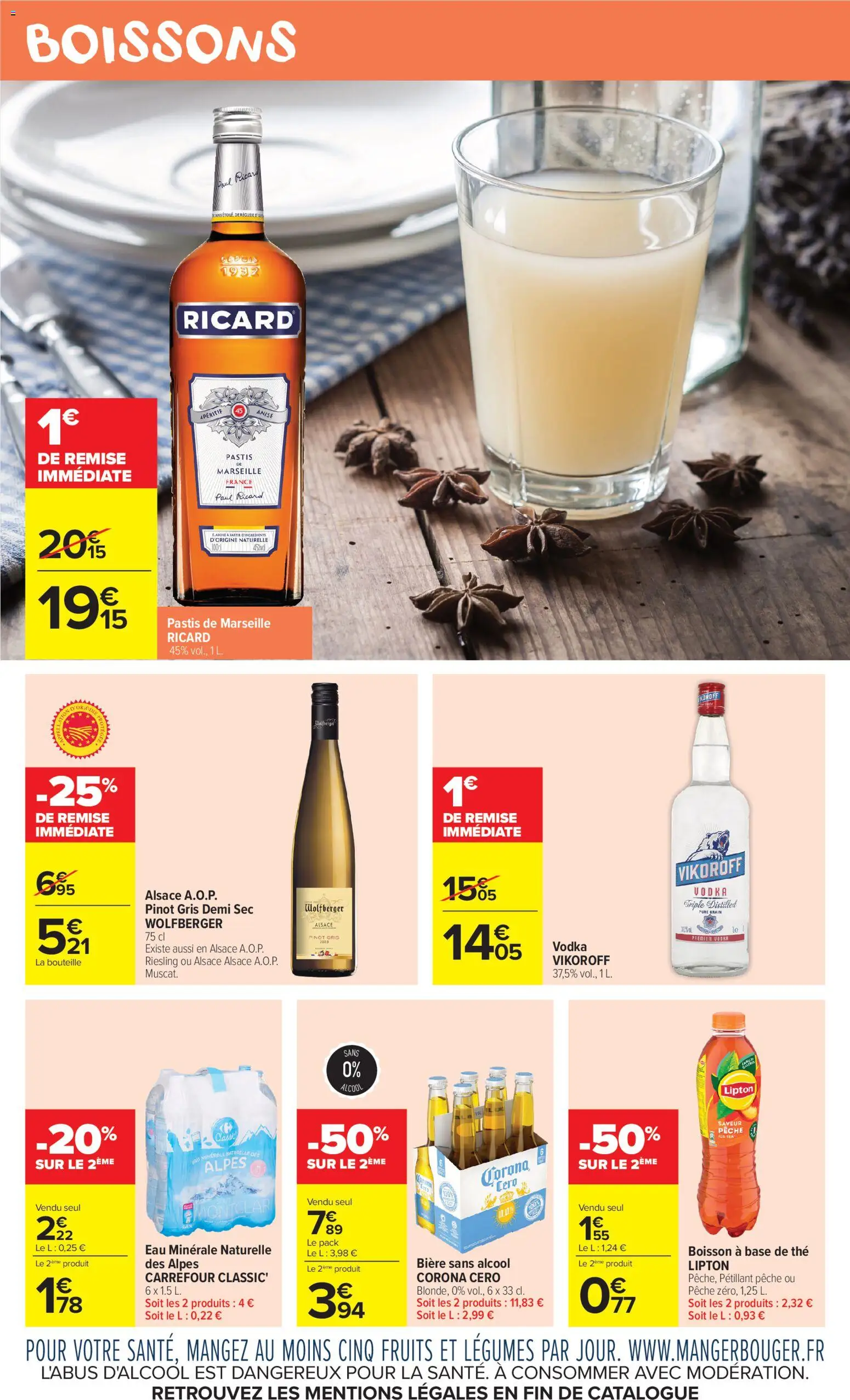 Prévisualisation de Carrefour Market Les calendriers de l'avent du magasin Carrefour Market formulaire valide 03/11/2026 - Fruits, Bière, Pêche, Pastis, Bière sans alcool, Bouteille, Base, Alcool