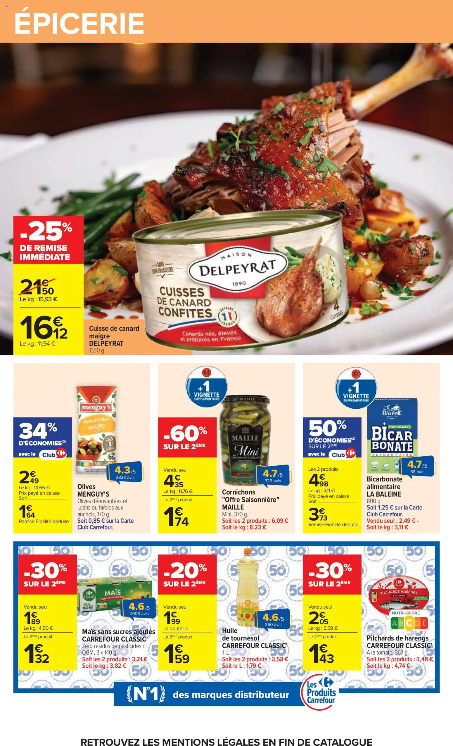 Prévisualisation de Carrefour catalogue du magasin Carrefour formulaire valide 20/10/2026 - Distributeur, Mais, Soda, Olives, Bouteille, Cuisses de canard, Huile de tournesol, Cuisse