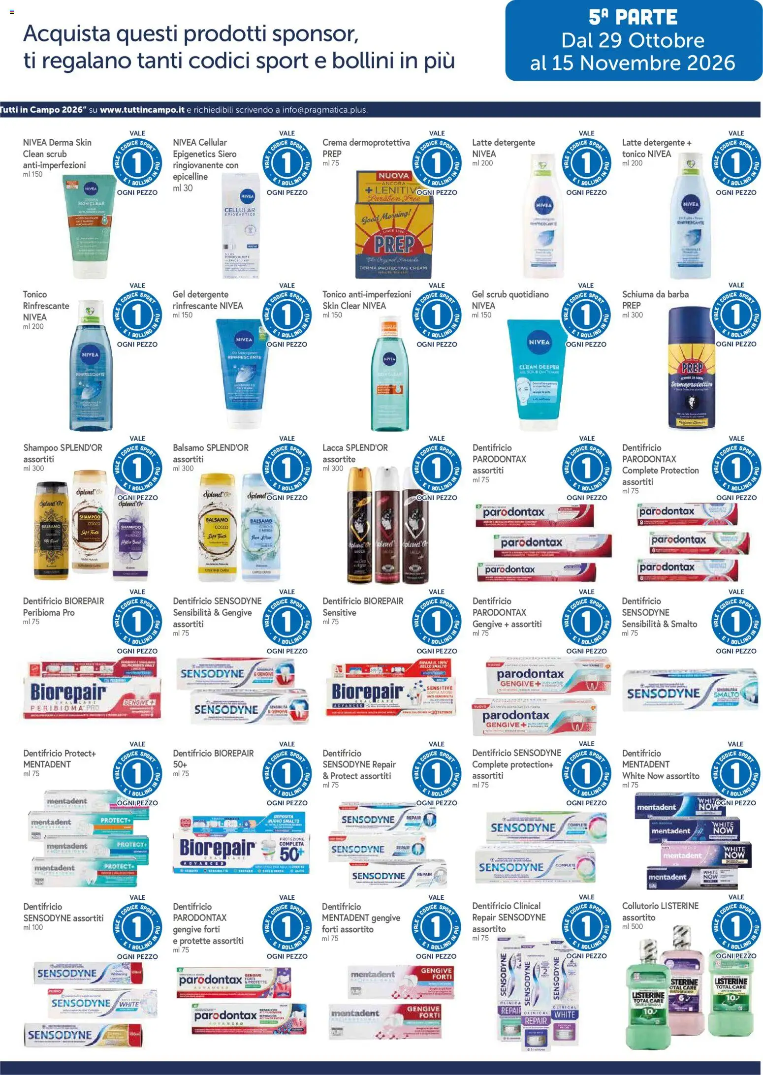 Anteprima dell'opuscolo Famila volantino Grandi Marche dal negozio Famila valido da 29/10/2026 - Latte, Shampoo, Cocco, Dentifricio, Detergente, Listerine, Tonico, Lacca