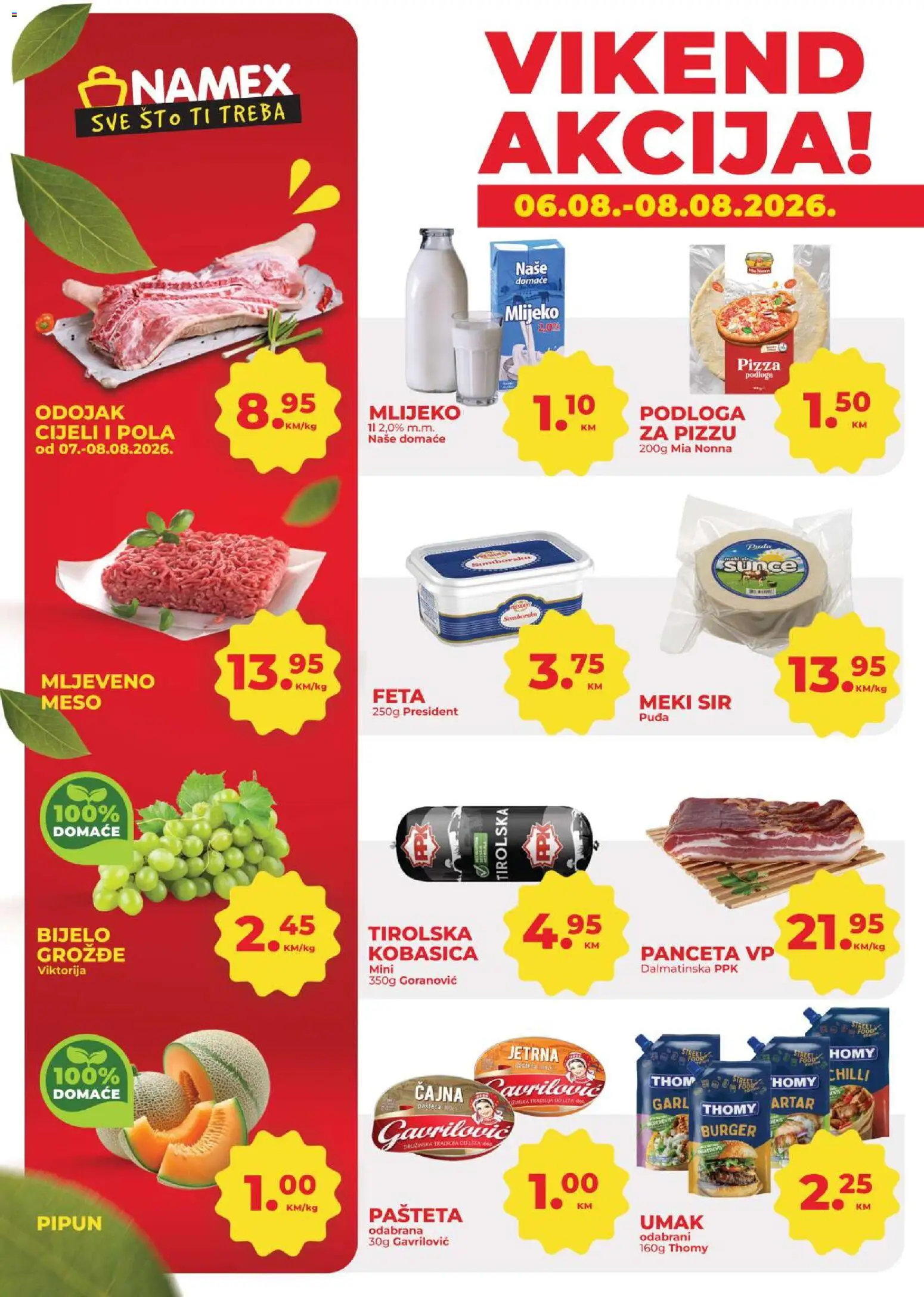 Pregled letka Namex vikend akcija trgovine Namex vrijedi od 06.08.2026