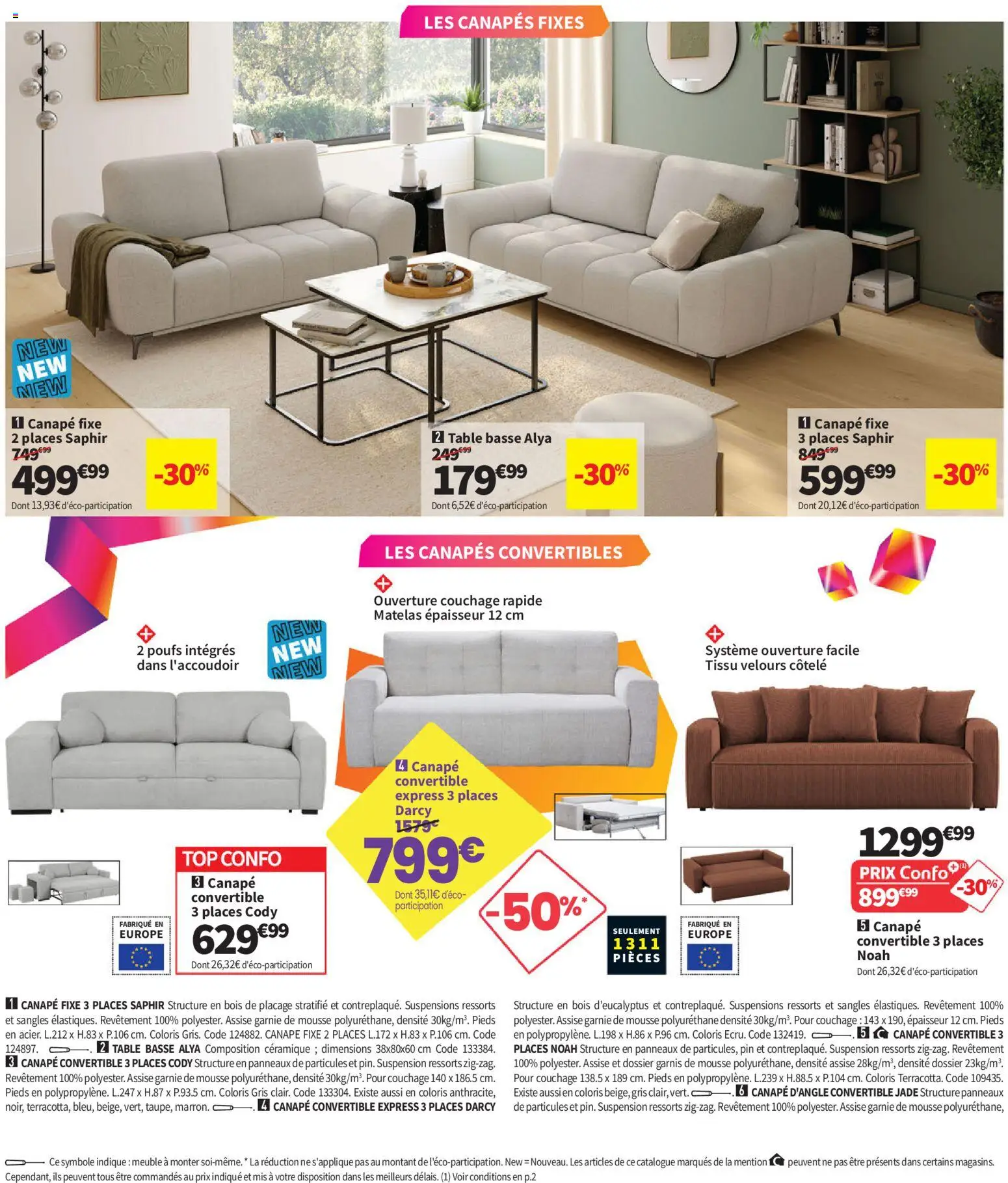 Prévisualisation de Conforama catalogue du magasin Conforama formulaire valide 25/08/2026 - Table basse, Canapé convertible, Canapé, Canapés, Meuble, Matelas, Table, Canapé d’angle