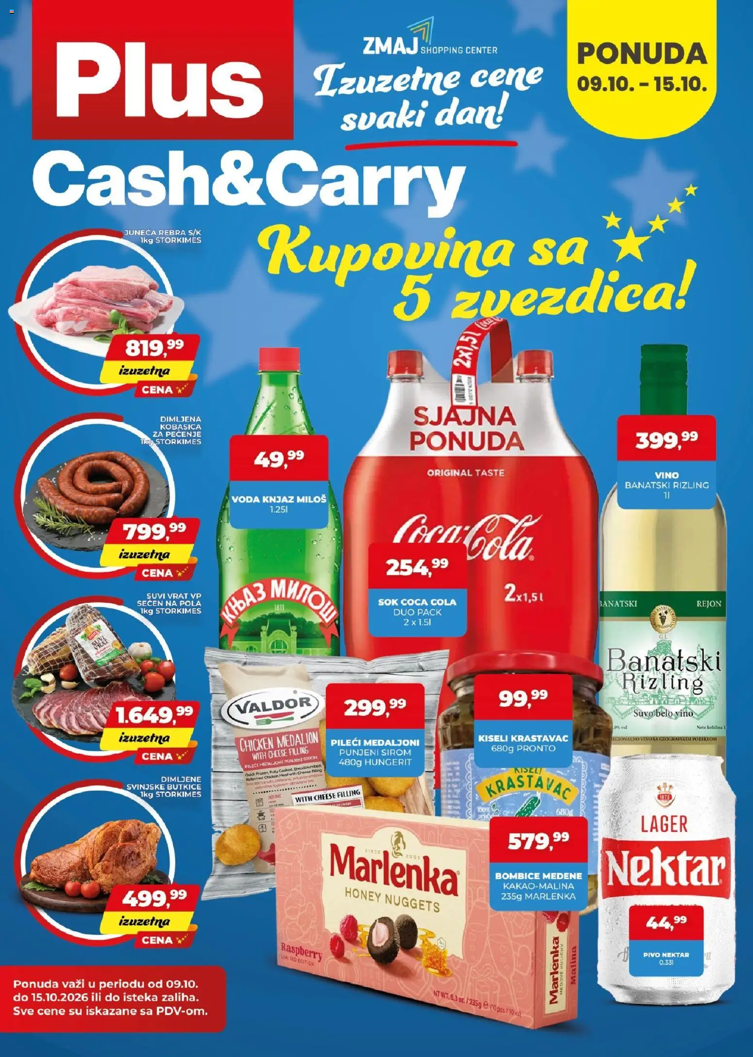 Pregled Plus Cash & Carry kataloga - važi od 09.10.2026 - Pivo, Malina, Vino, Pronto, Nektar, Kobasica, Vrat, Juneća rebra