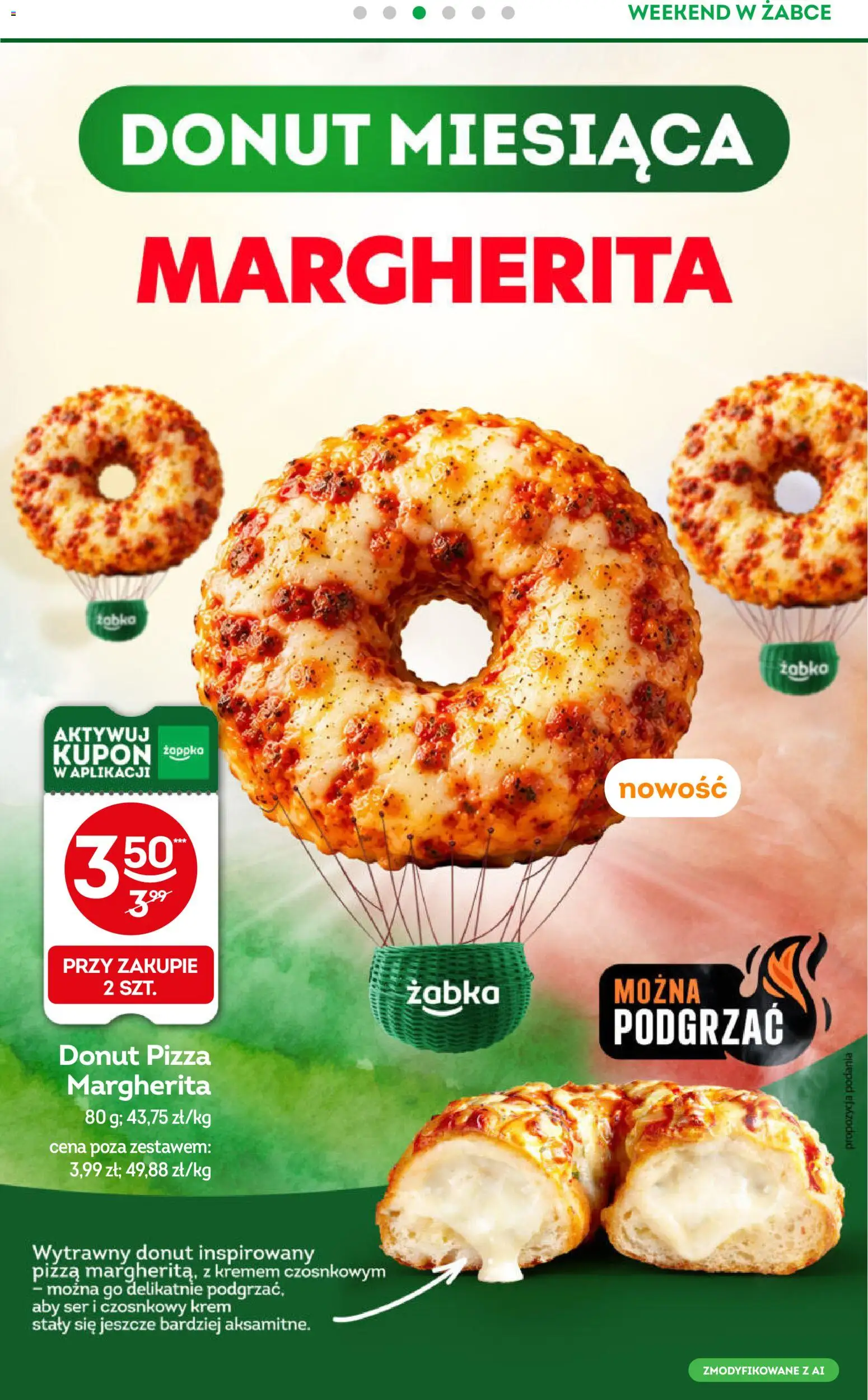 Pogląd gazetki "Żabka gazetka - Weekendowe promocje" ze sklepu Żabka ważnej od 02.10.2026 - Pizza, Ser, Krem, Donut